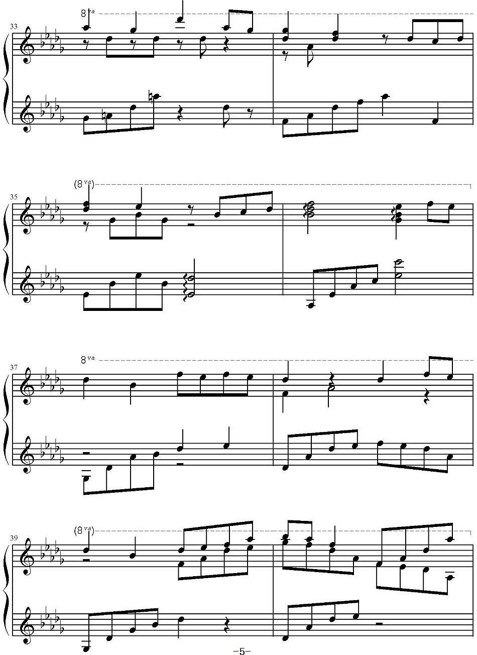千古钢琴谱 阿兰花千骨电视剧片头曲5