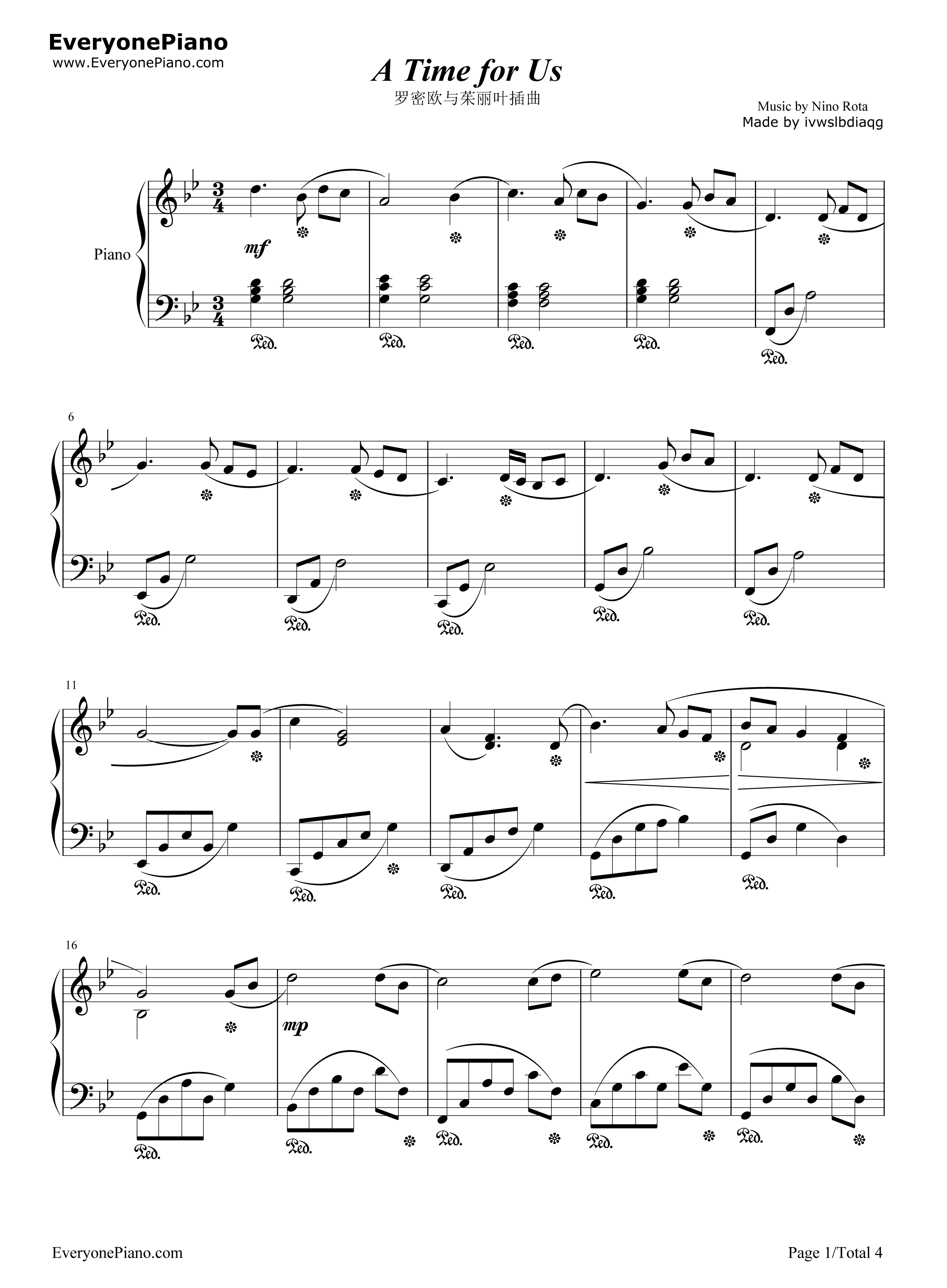 A Time For Us钢琴谱-Andy Williams1