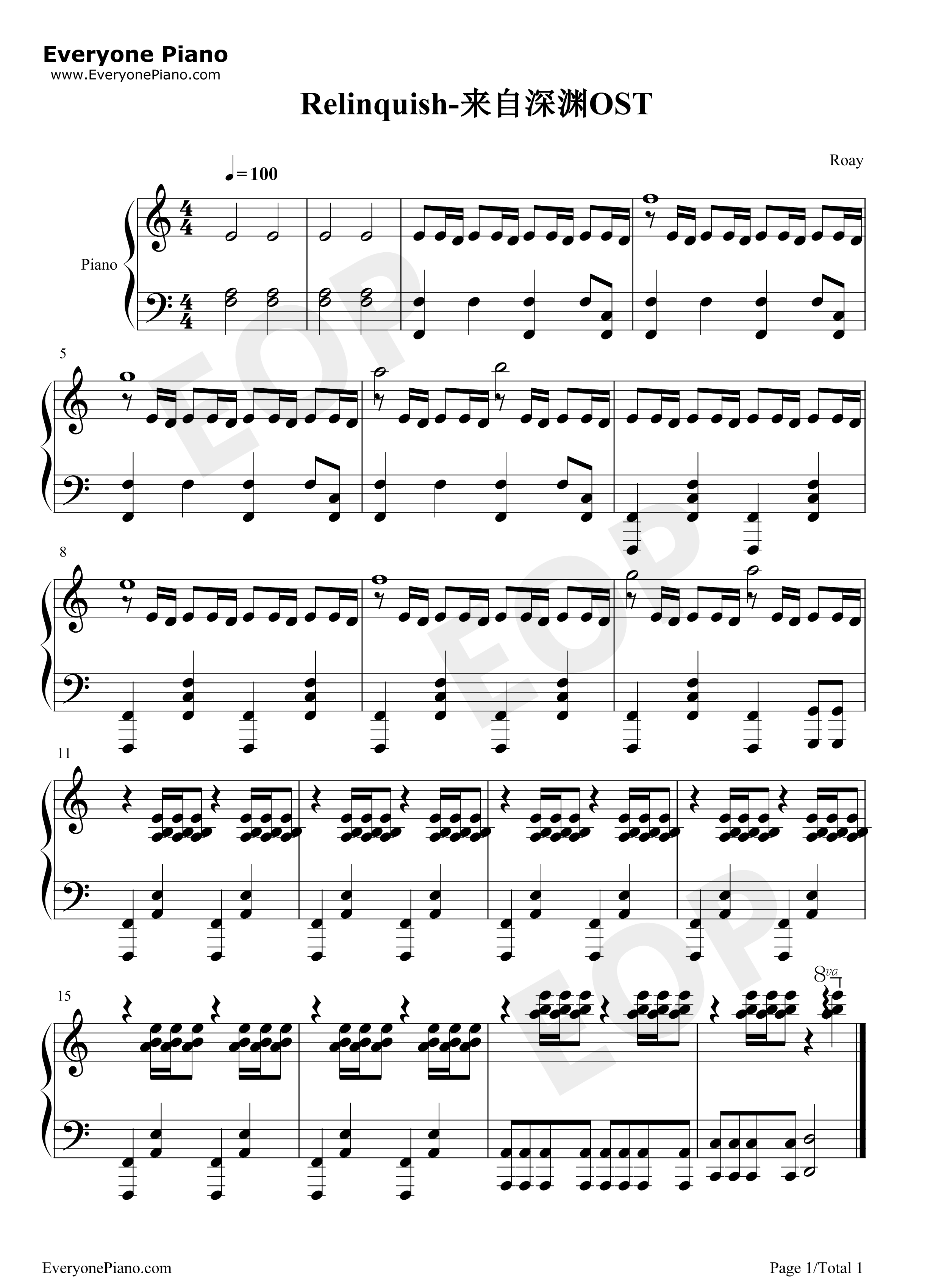 Relinquish钢琴谱-Kevin Penkin1