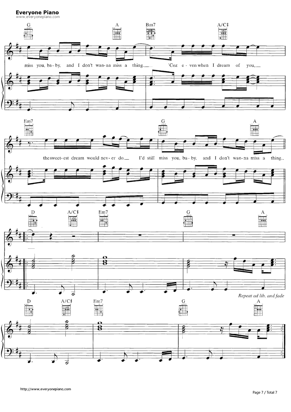 IDon't Want to Missa Thing钢琴谱-Aerosmith空中铁匠-绝世天劫主题曲7