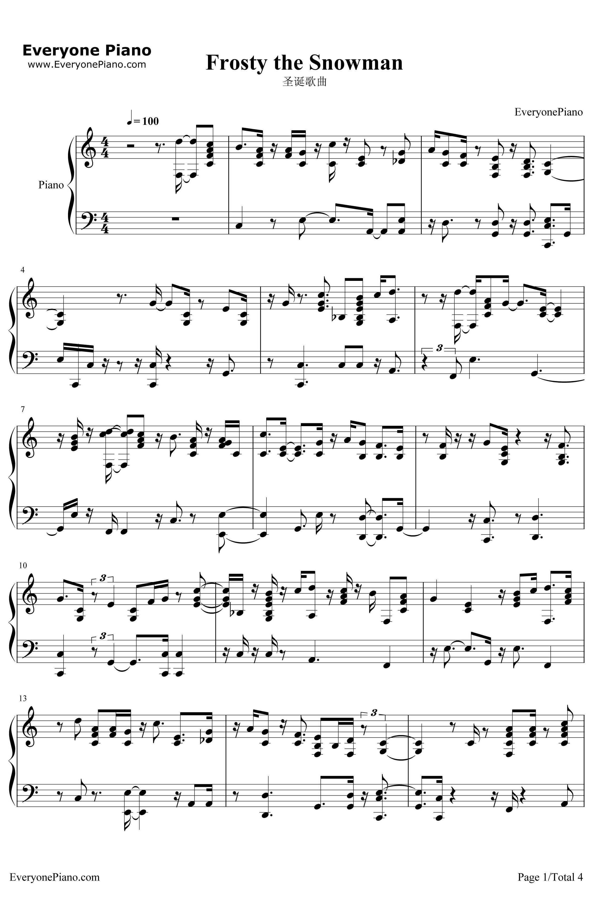 Frosty the Snowman钢琴谱-Gene Autry/The Cass County Boys-圣诞歌曲1