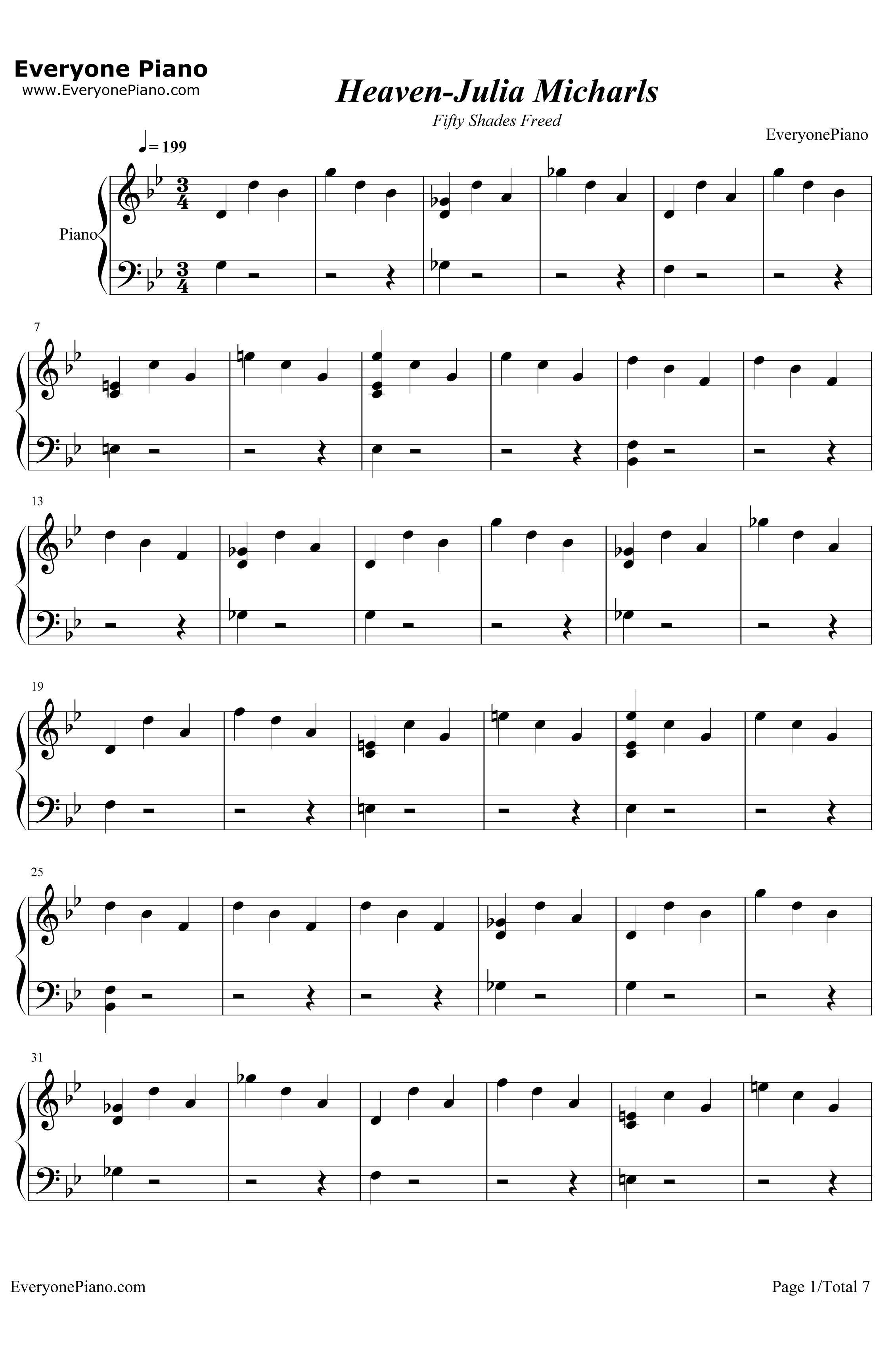 Heaven钢琴谱-Julia Michaels1