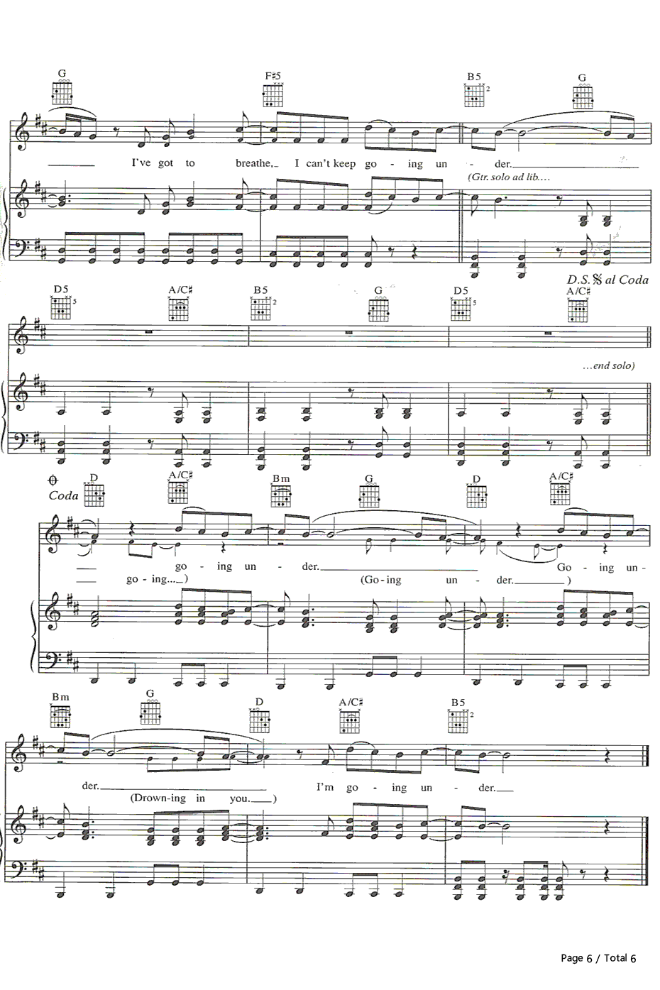 Going Under钢琴谱-Evanescence6