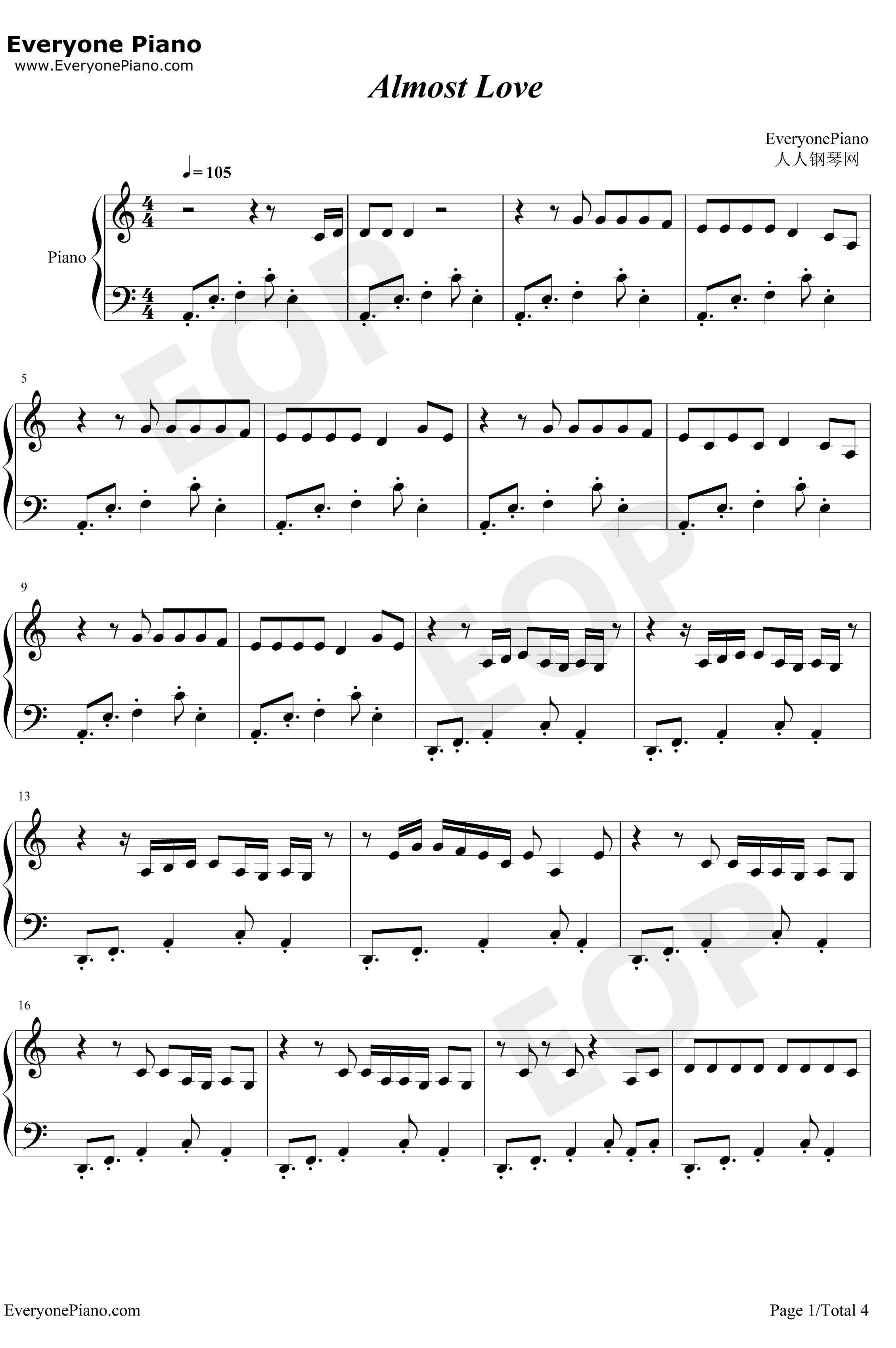 Almost Love钢琴谱-SabrinaCarpenter1