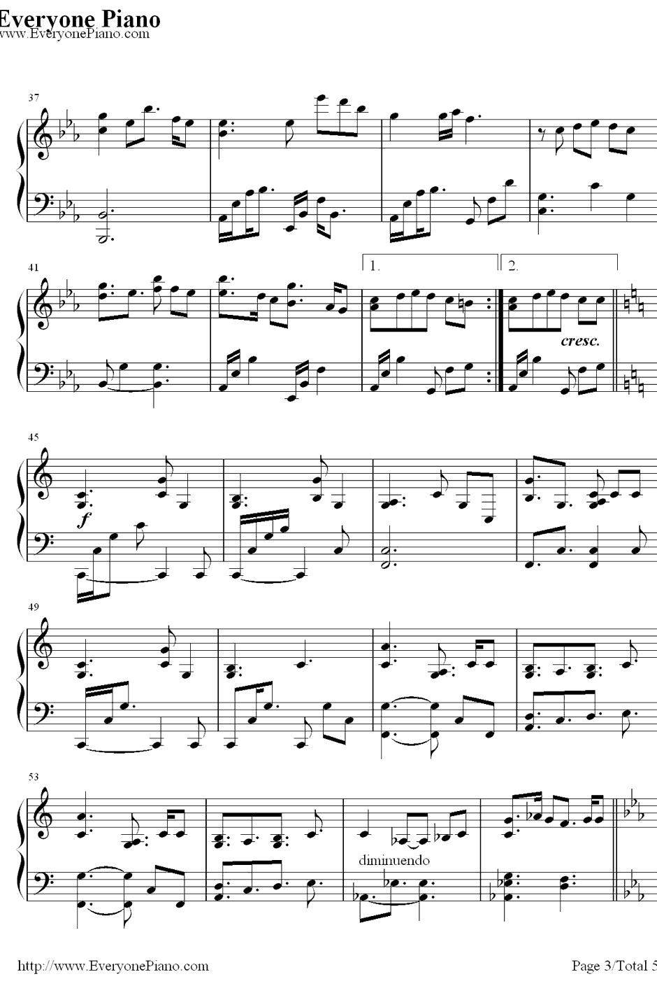Only Hope钢琴谱-MandyMoore-初恋的回忆插曲3