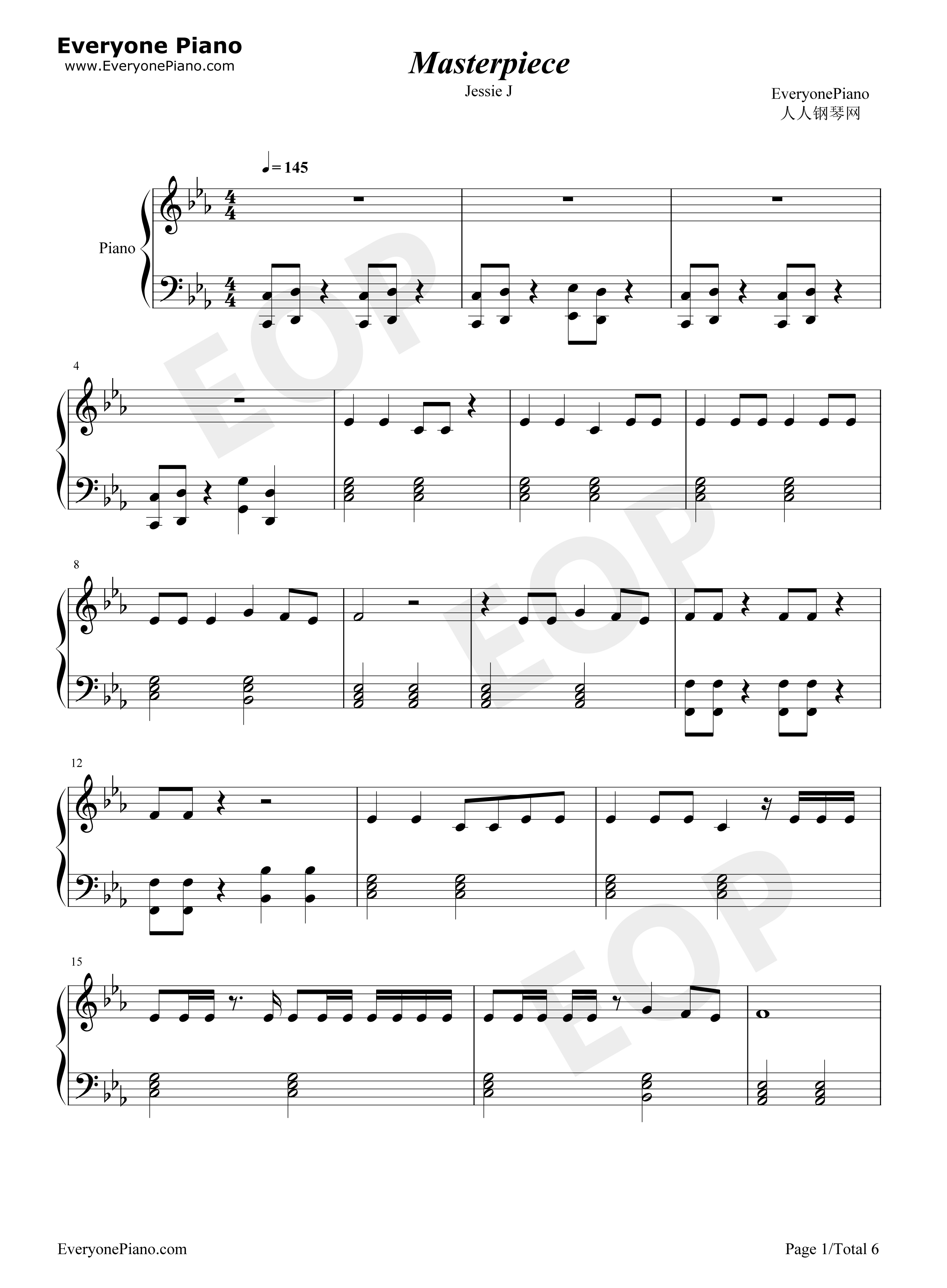Masterpiece钢琴谱-Jessie J1