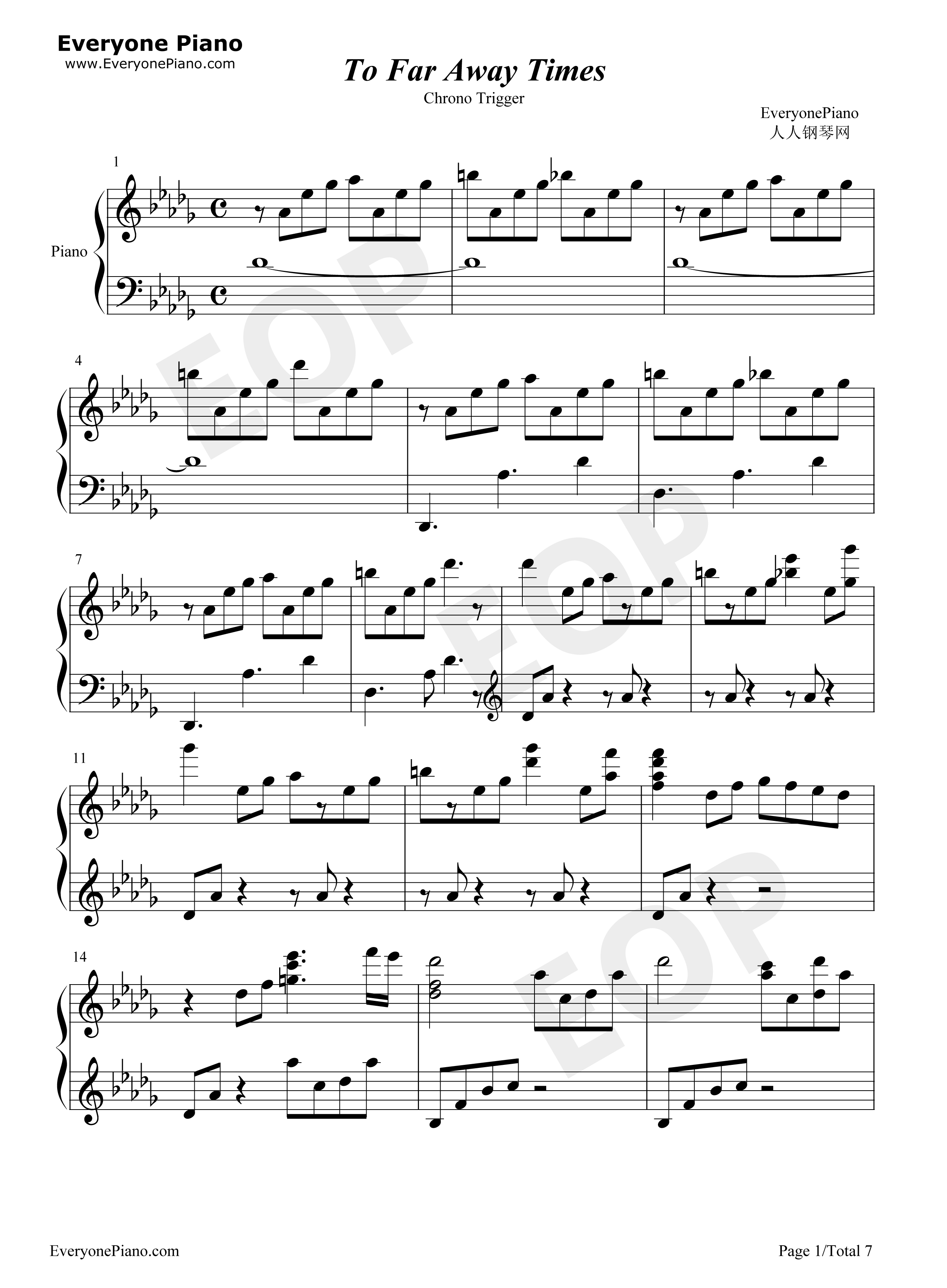 To Far Away Times 钢琴谱-Yasunori Mitsuda1