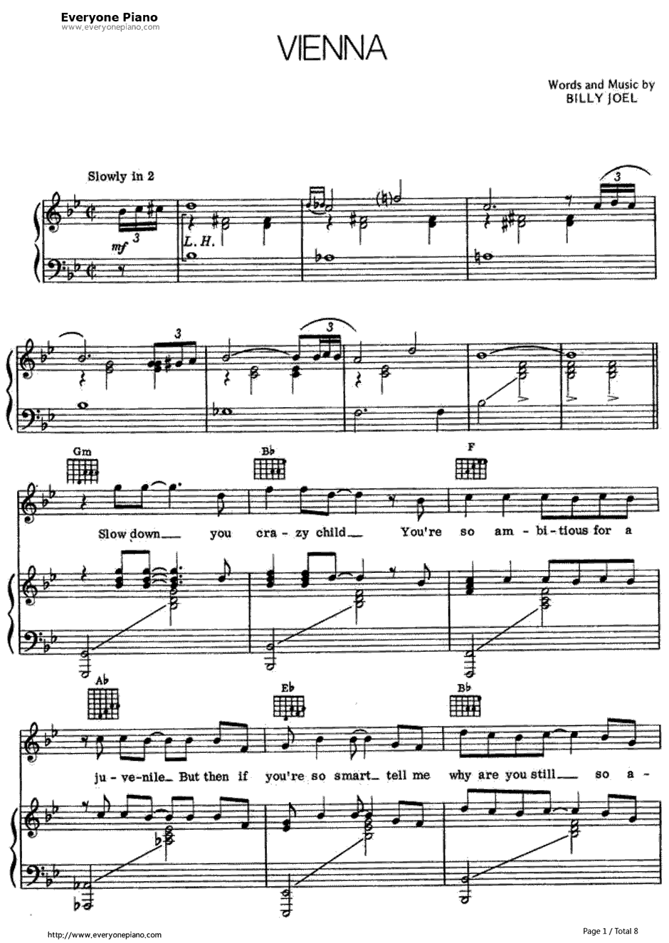 Vienna钢琴谱-BillyJoel　比利·乔尔1
