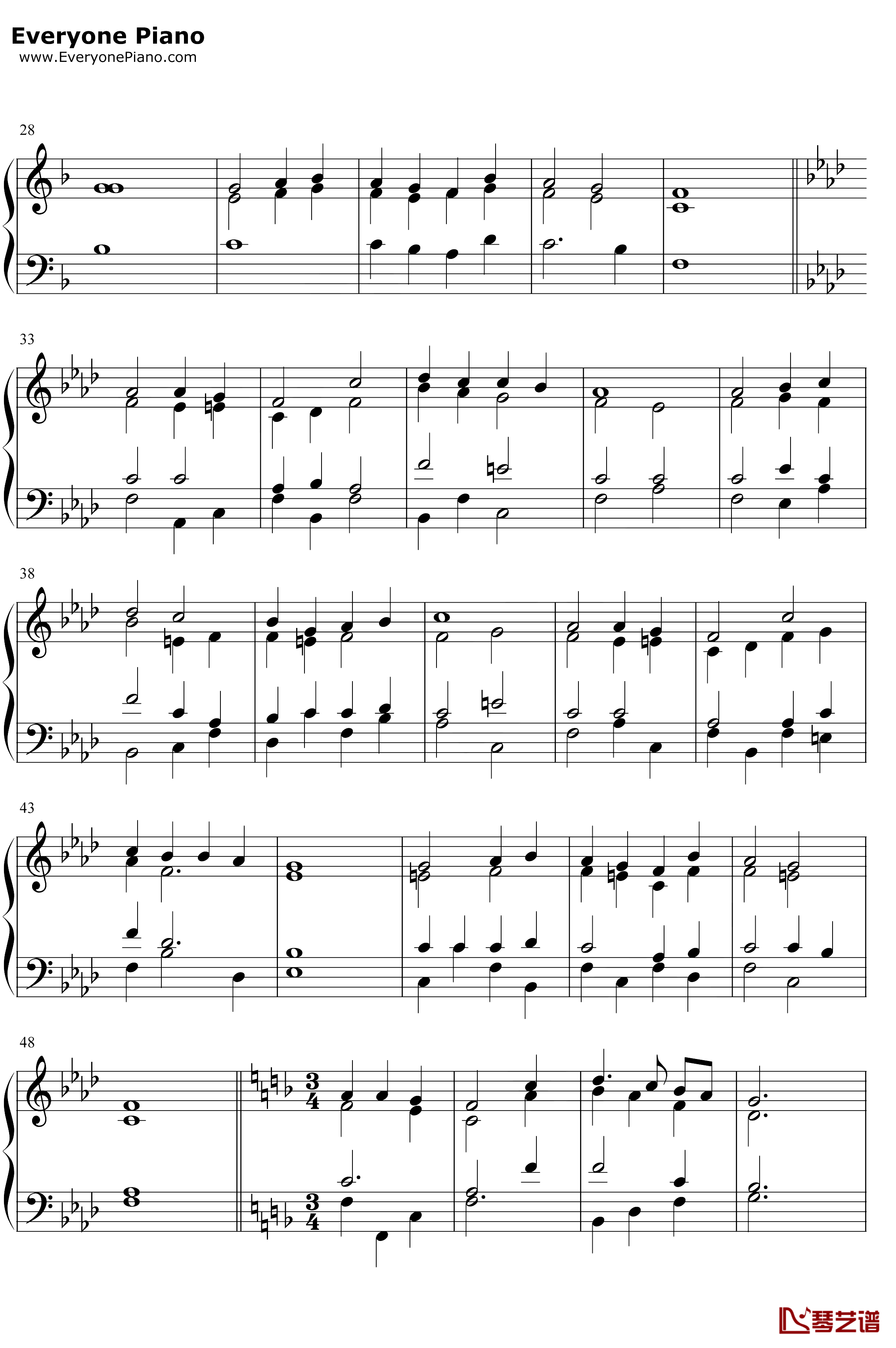 Abide with Me钢琴谱-William Henry Monk-Eventide-与主同行2