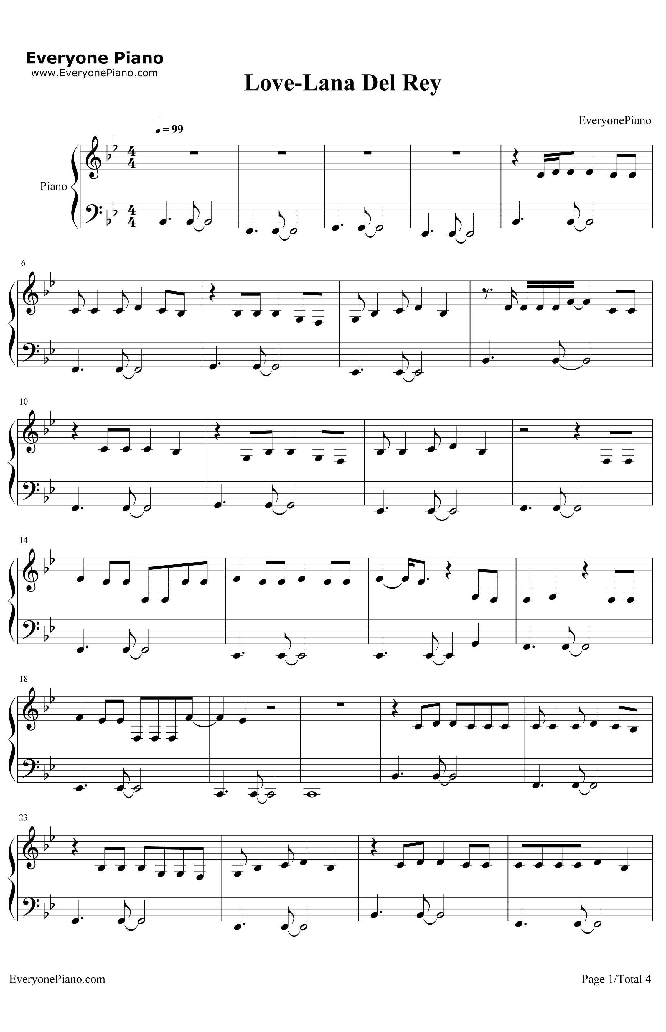 Love钢琴谱-LanaDelRey1