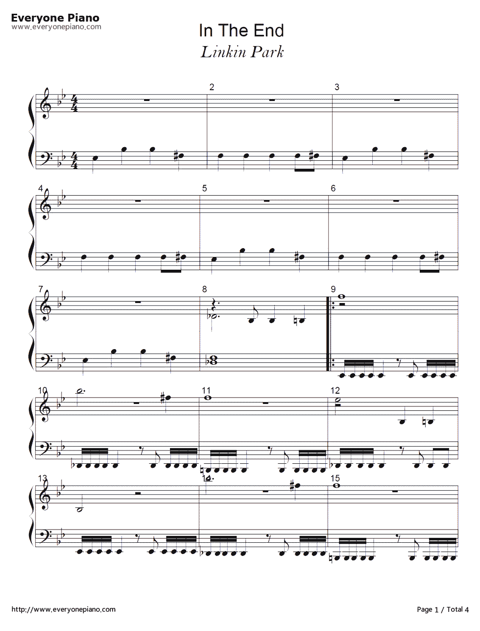 In The End钢琴谱-林肯公园  Linkin Park1