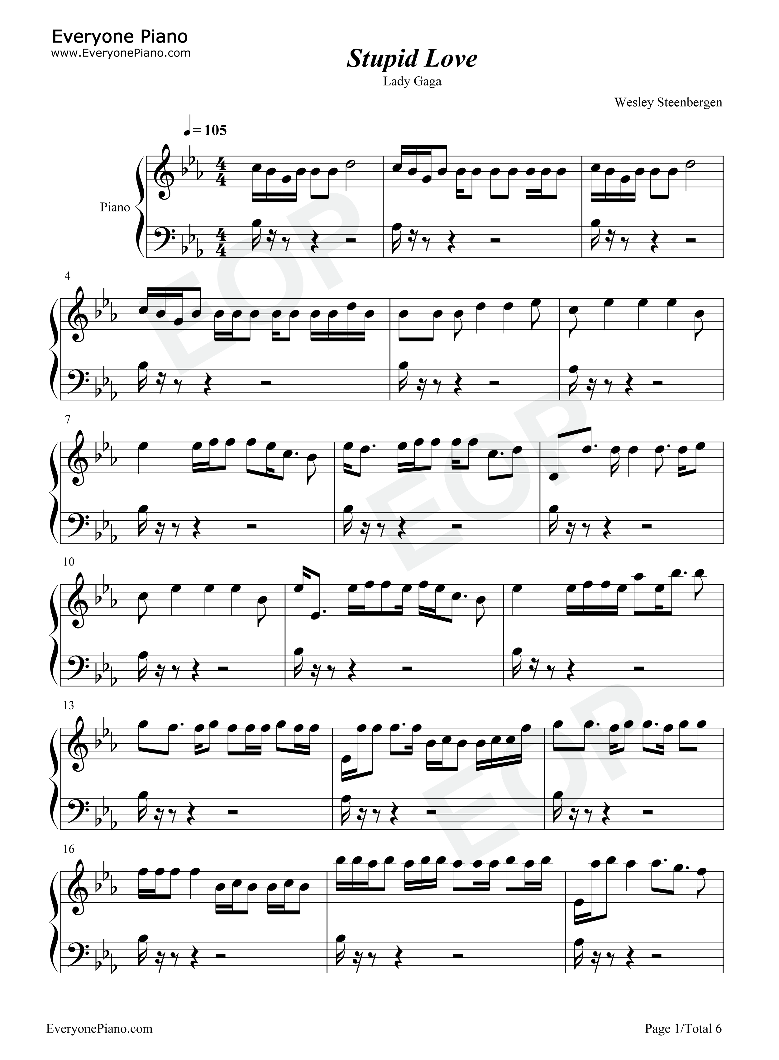 Stupid Love钢琴谱-Lady Gaga1