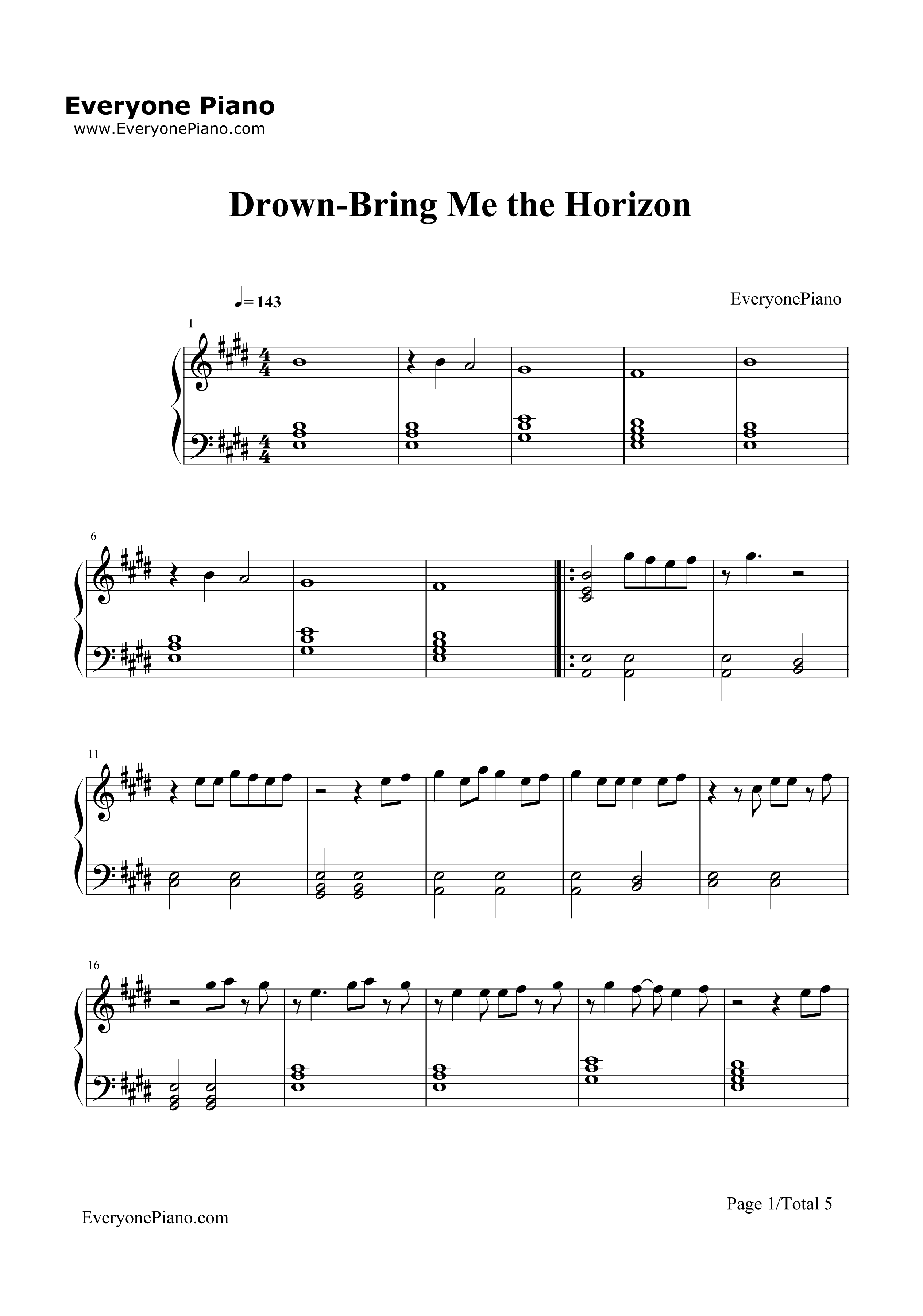 Drown钢琴谱-Bring Me the Horizon1