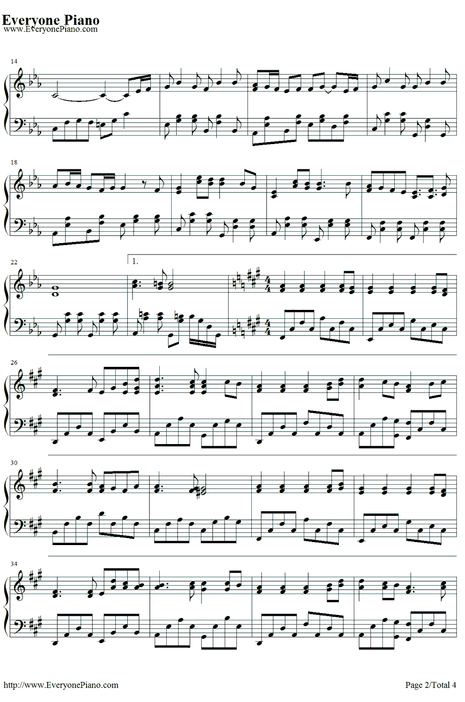 光の旋律钢琴谱-Kalafina-ソ・ラ・ノ・ヲ・トOP-Kalafina2