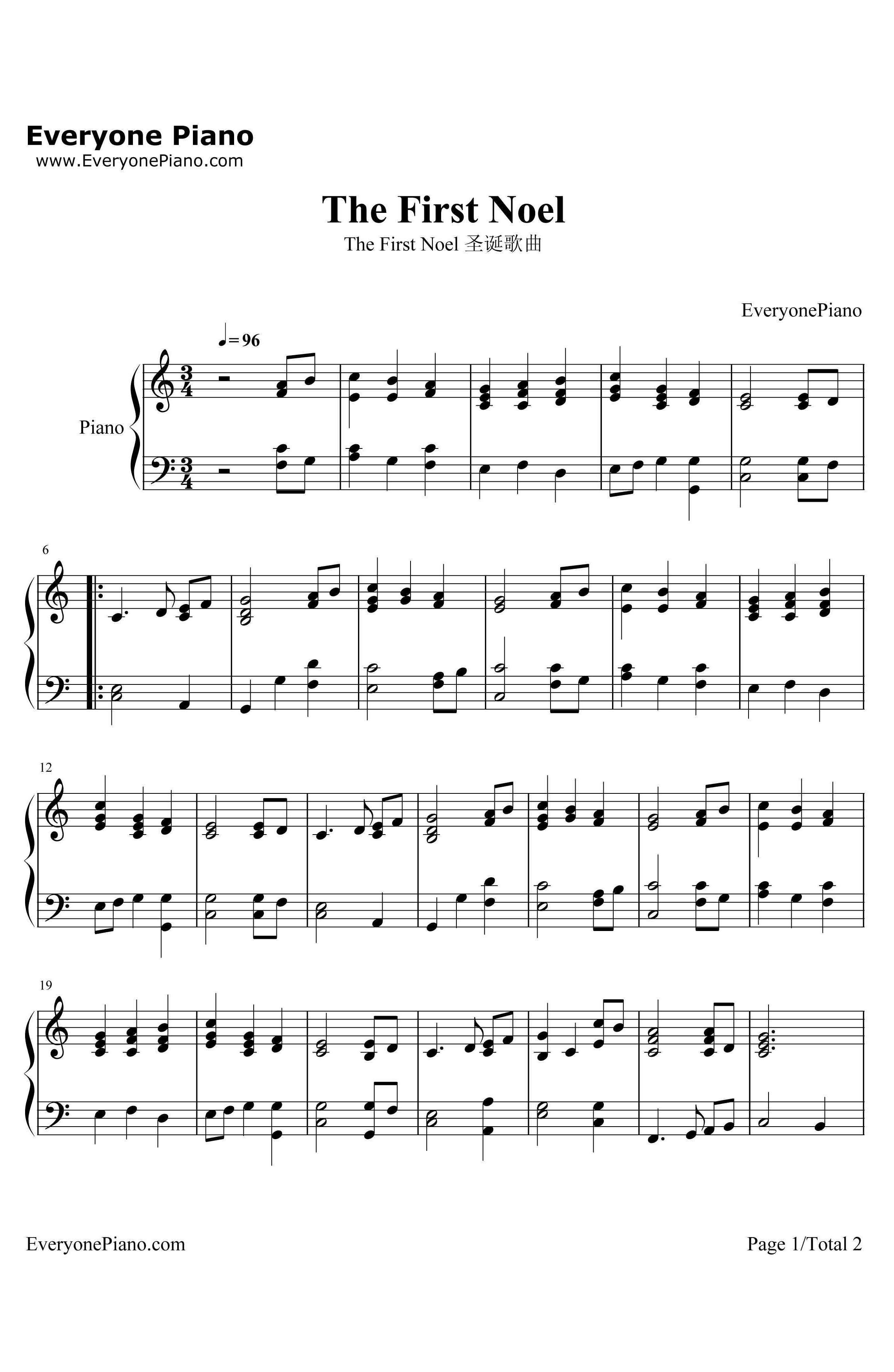 The First Noel钢琴谱-JohnStainer-圣诞歌曲1