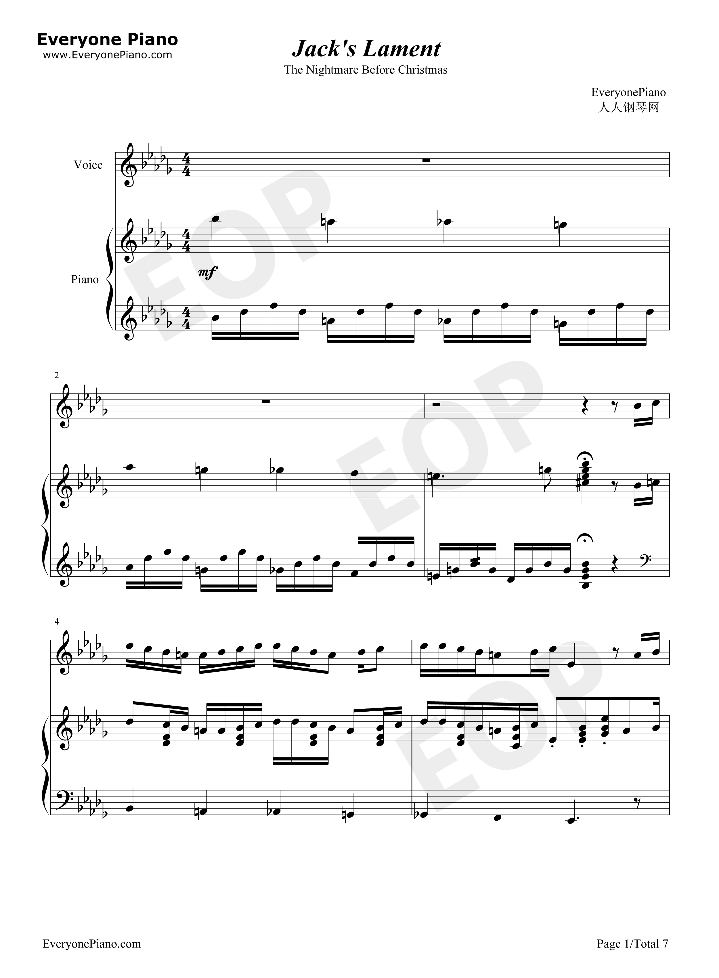 Jack's Lament钢琴谱-Danny Elfman1