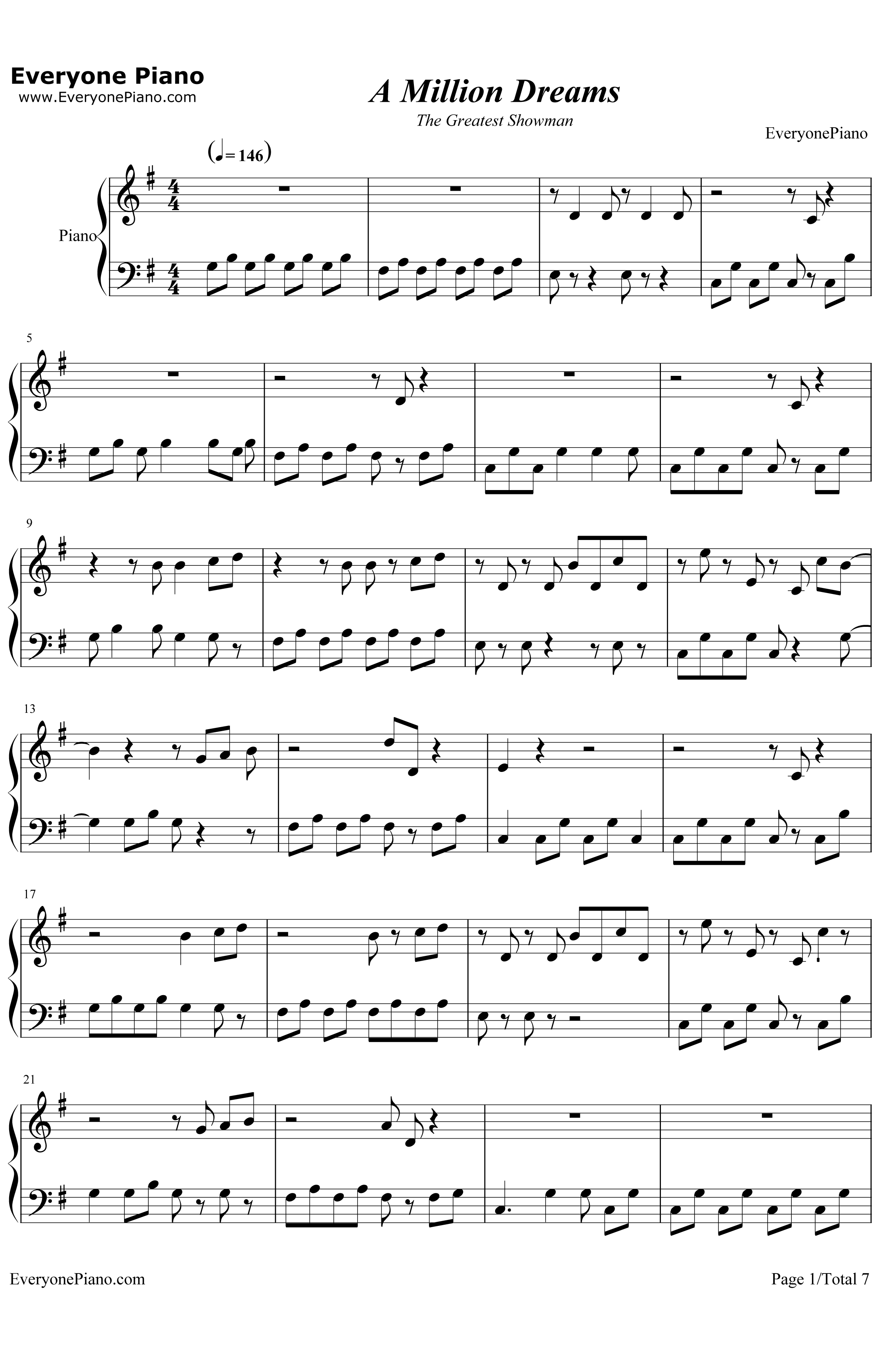 A Million Dreams钢琴谱-Pasek and Paul1