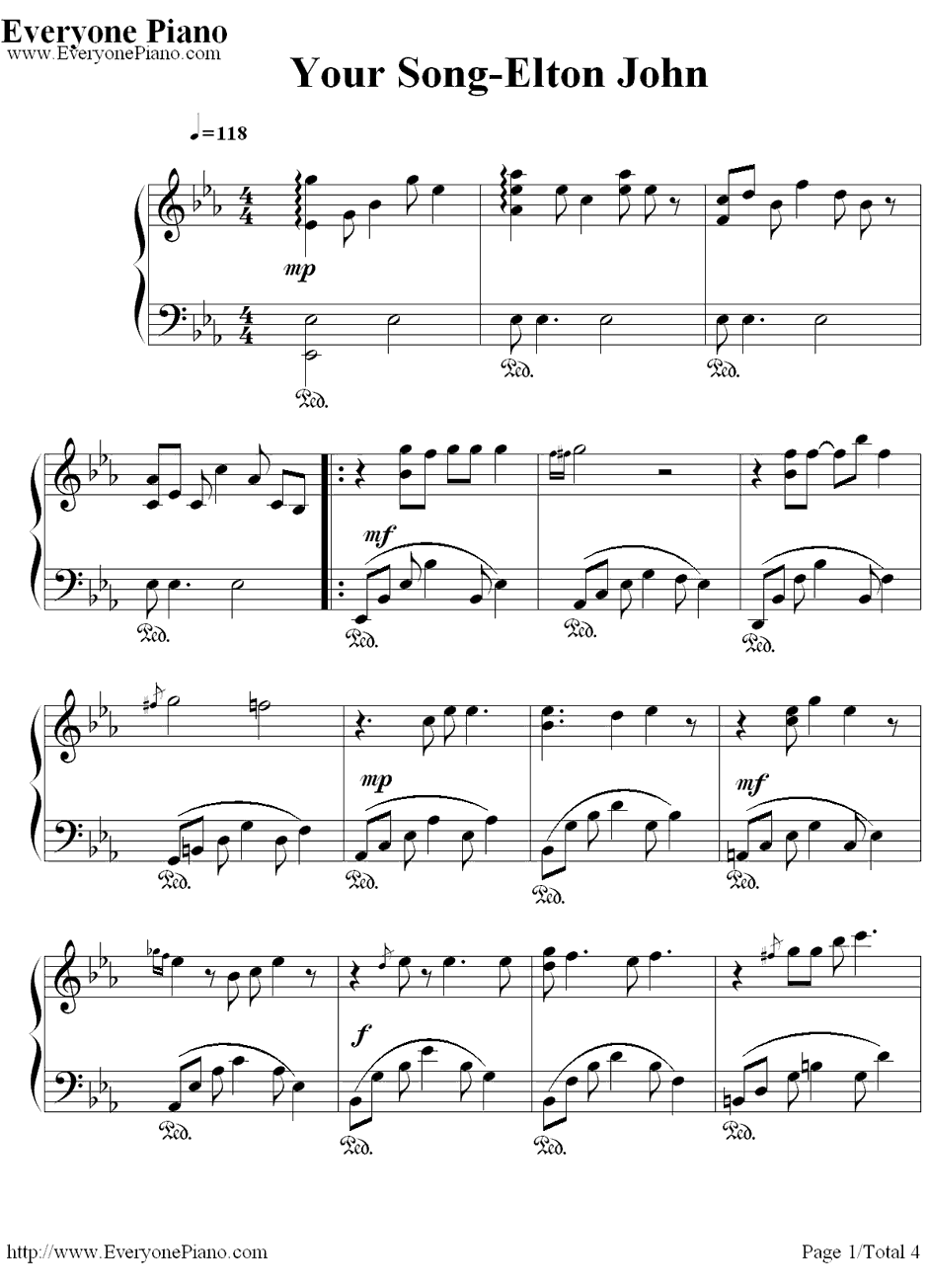 Your Song钢琴谱-EltonJohn1