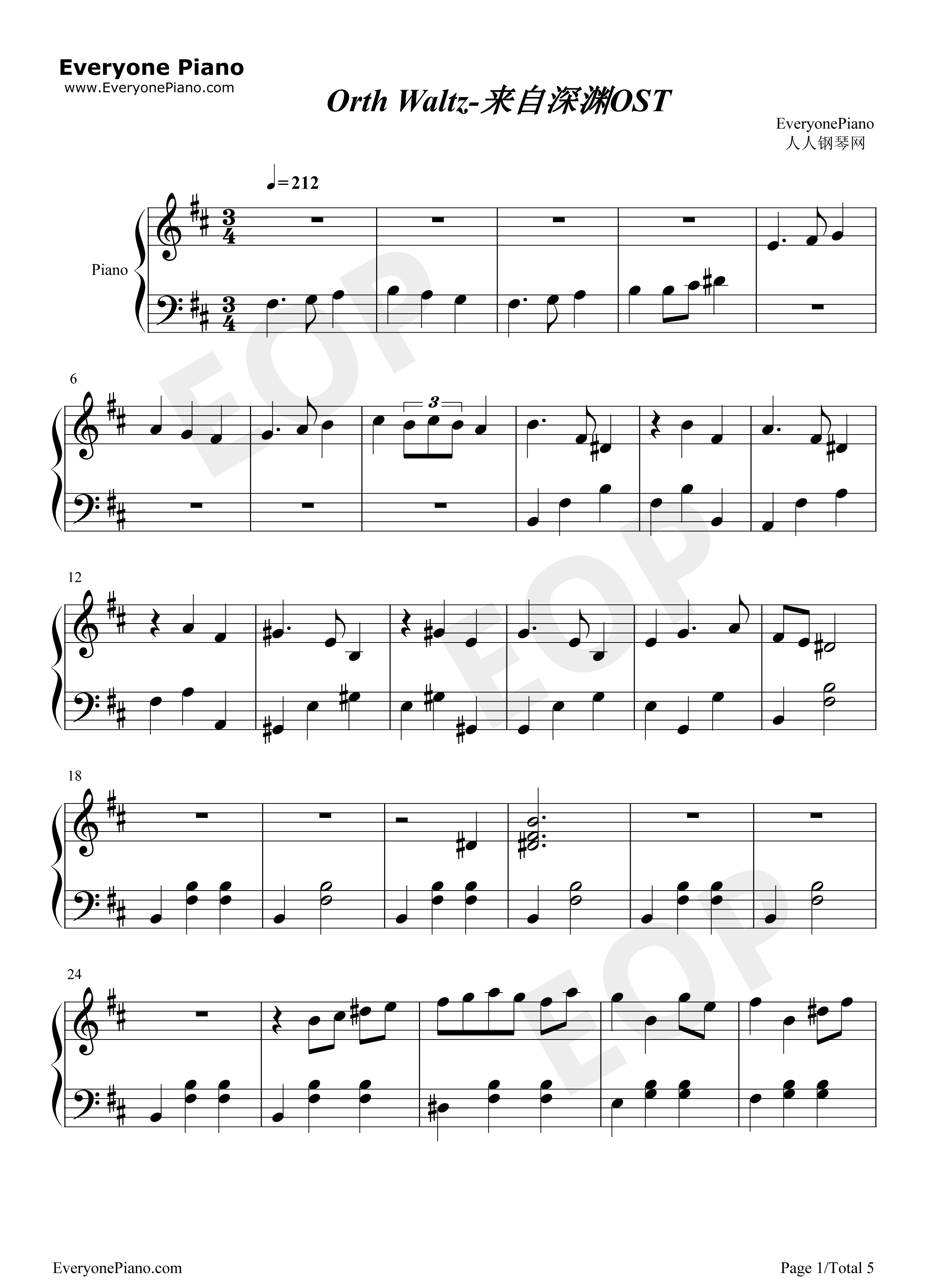 Orth Waltz钢琴谱-Kevin Penkin1
