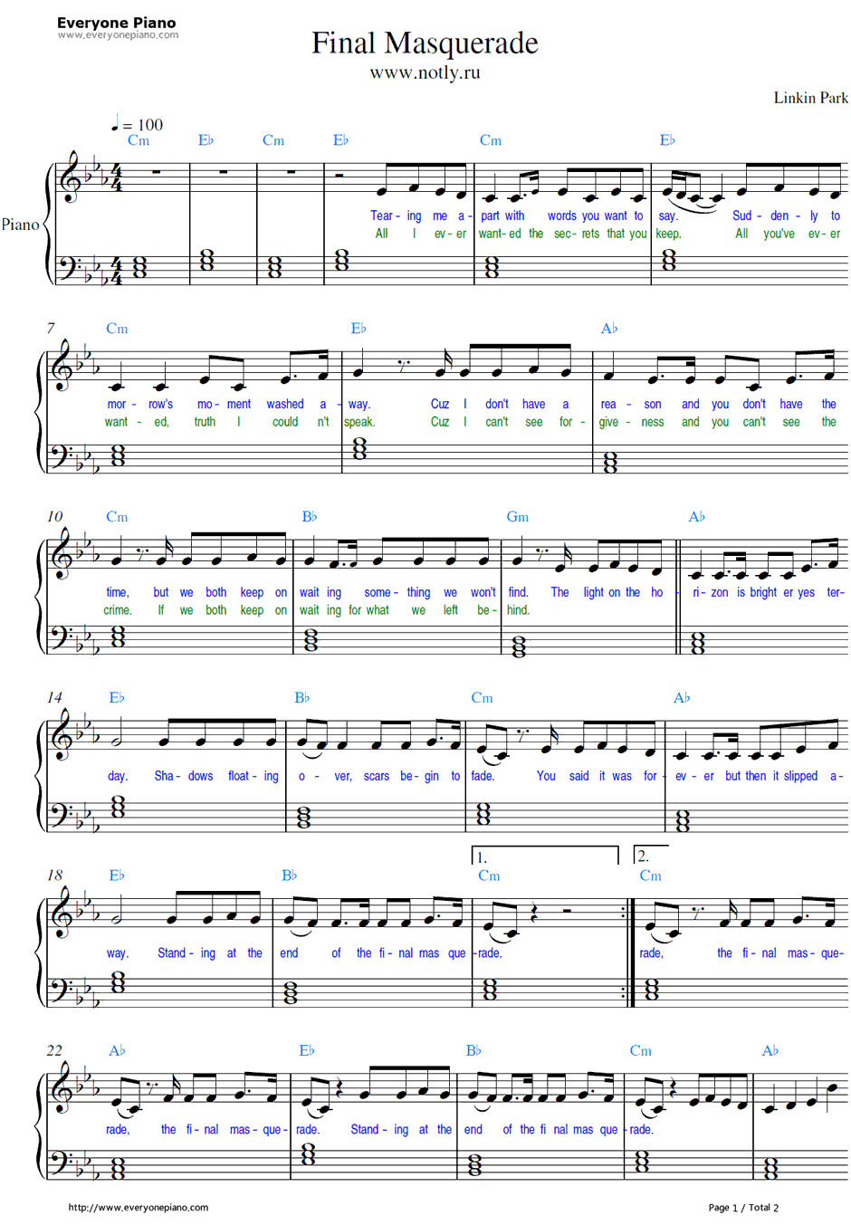 Final Masquerade钢琴谱-LinkinPark1