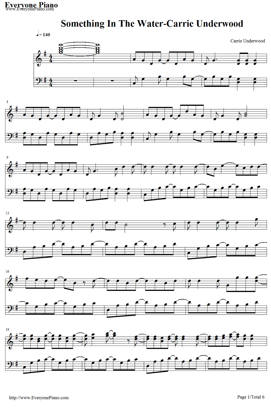 Something in the Water钢琴谱-CarrieUnderwood1