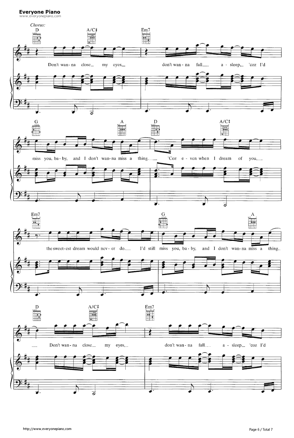 I Don't Want to Miss a Thing钢琴谱-Aerosmith   空中铁匠6
