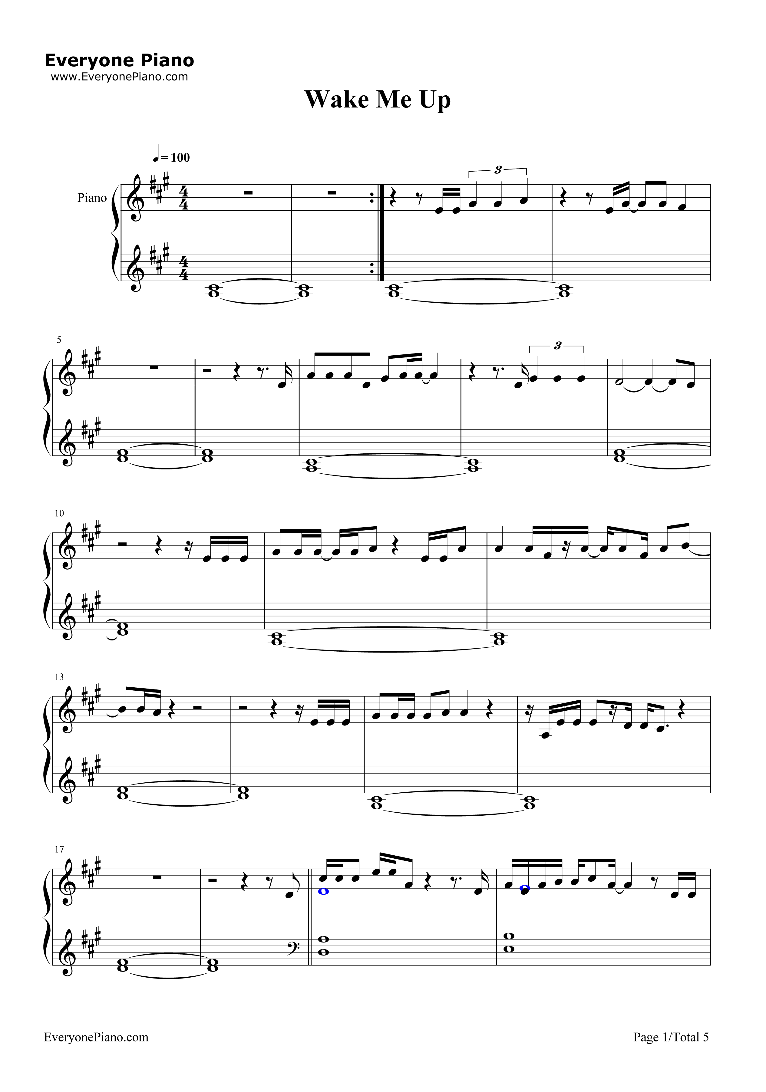 Wake Me Up钢琴谱-Ed Sheeran1