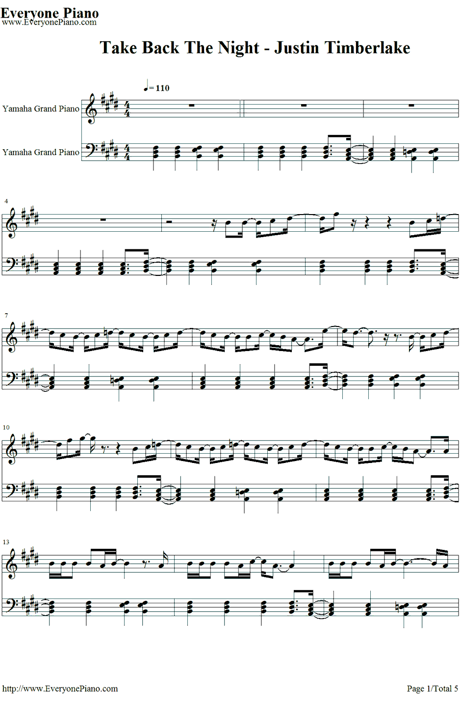 Take Back The Night钢琴谱-JustinTimberlake1