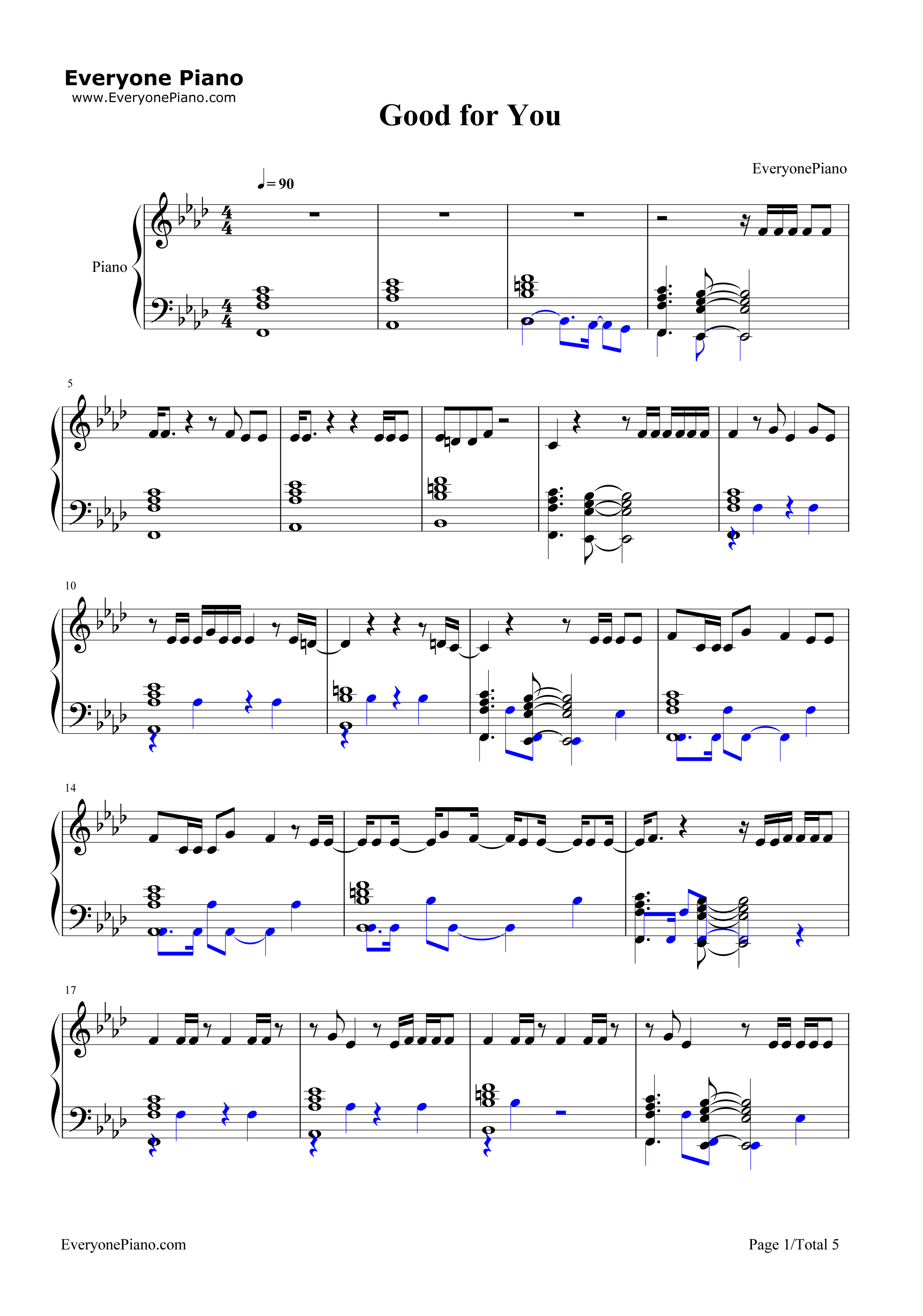 Good for You钢琴谱-Selena Gomez1