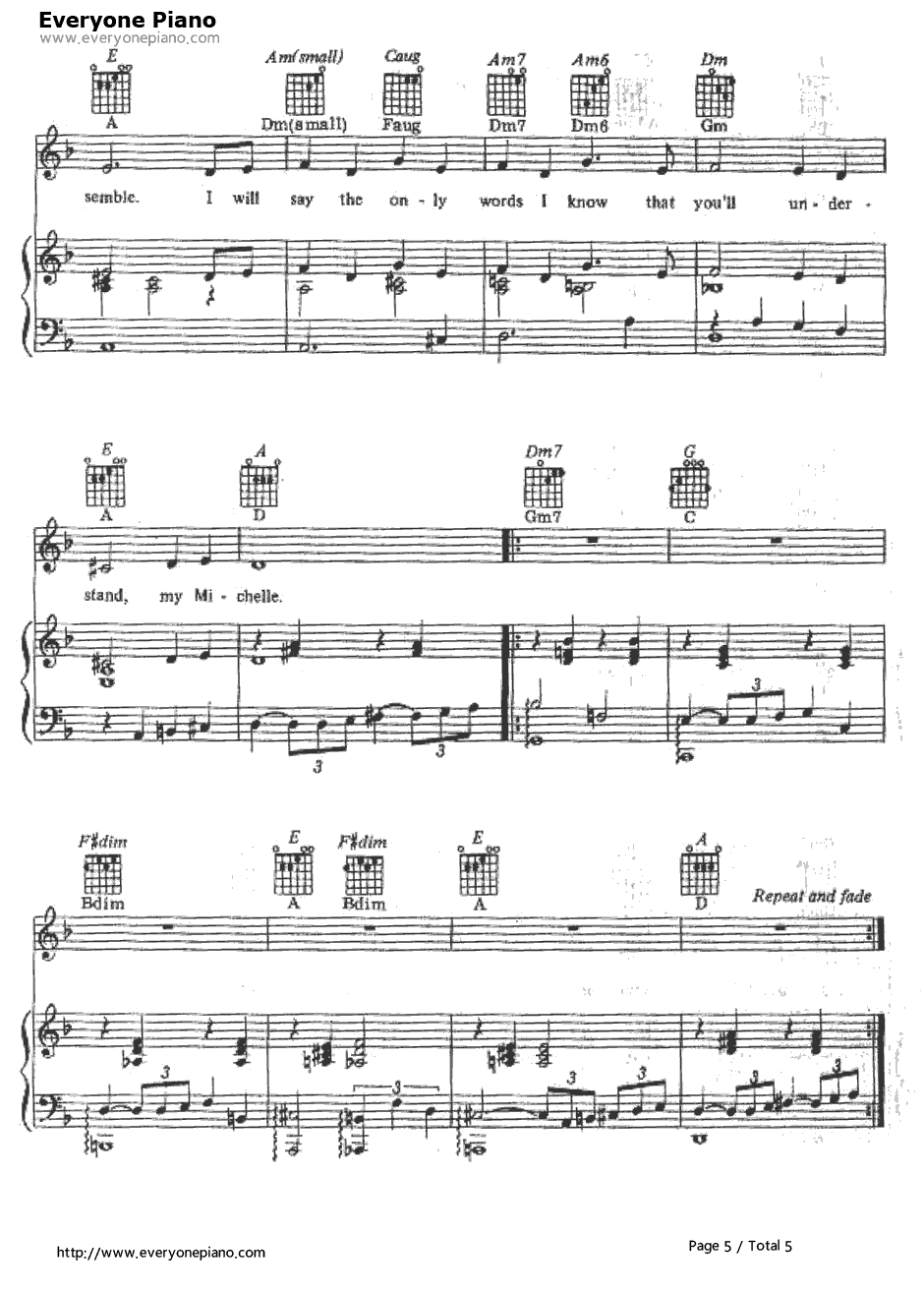 Michelle钢琴谱-TheBeatles5