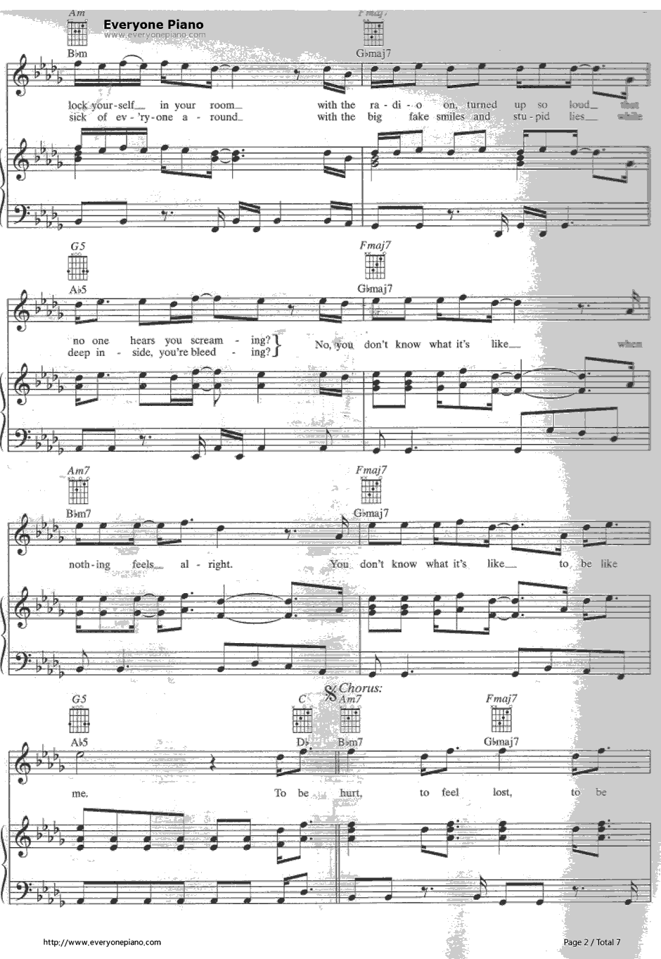 Welcome to My Life钢琴谱-SimplePlan2