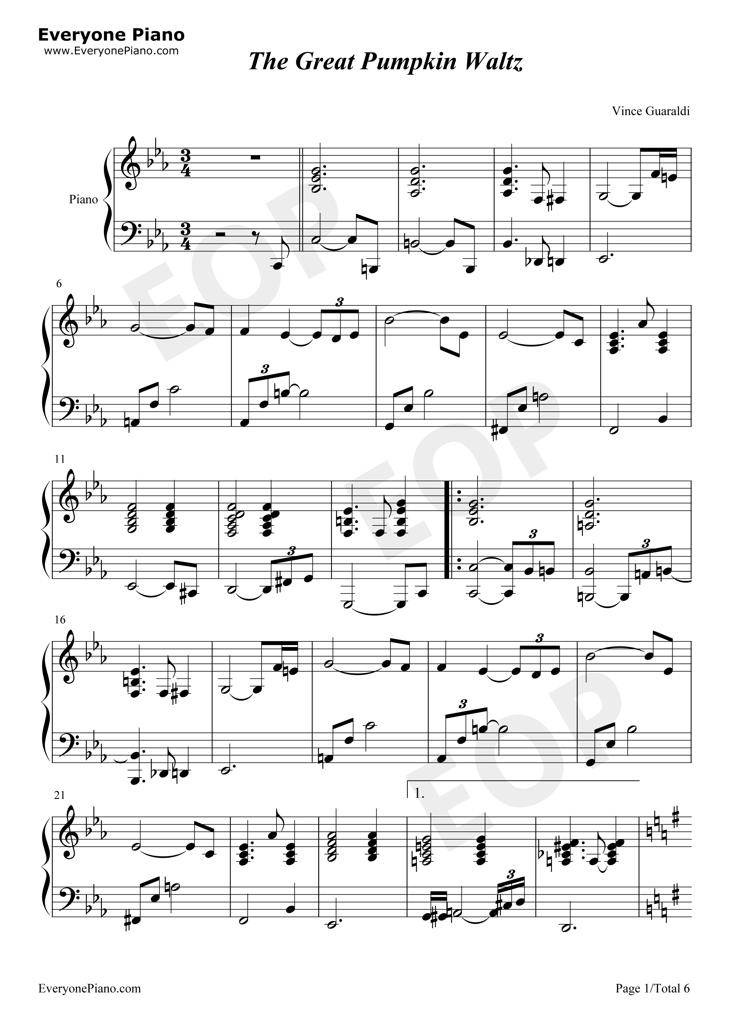 Great Pumpkin Waltz钢琴谱-Vince Guaraldi1