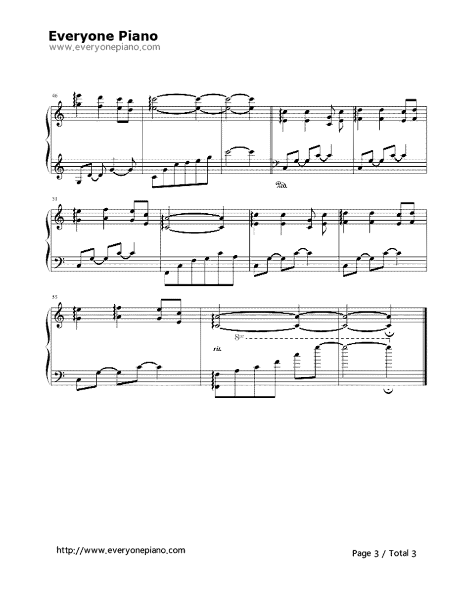 晴空钢琴谱-《灌篮高手》背景插曲3