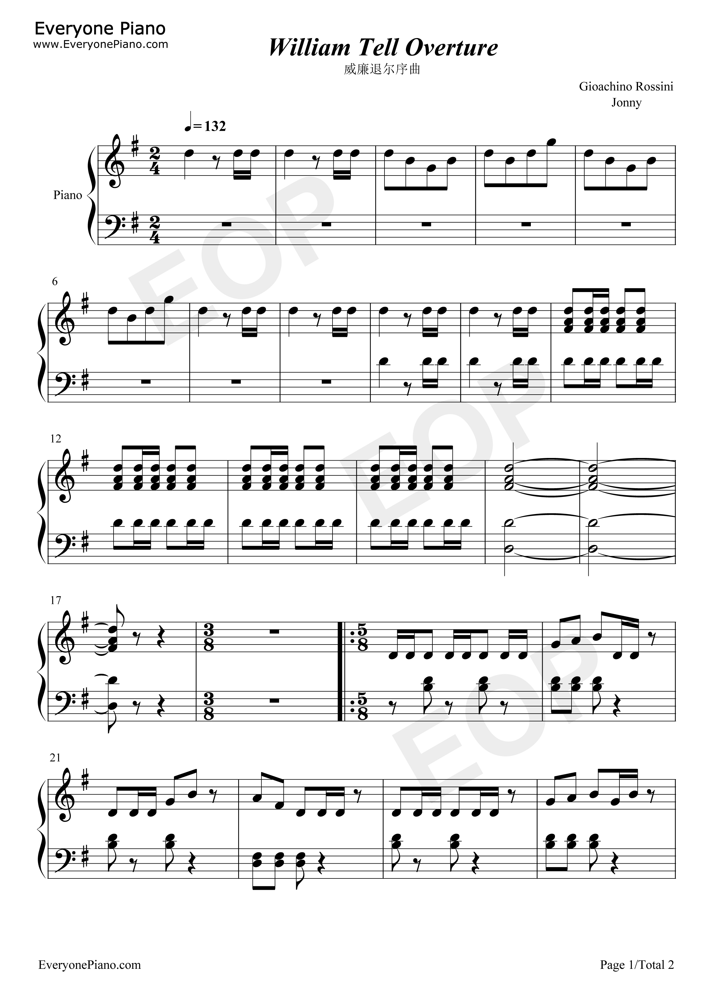 威廉退尔序曲钢琴谱-Gioachino Rossini1