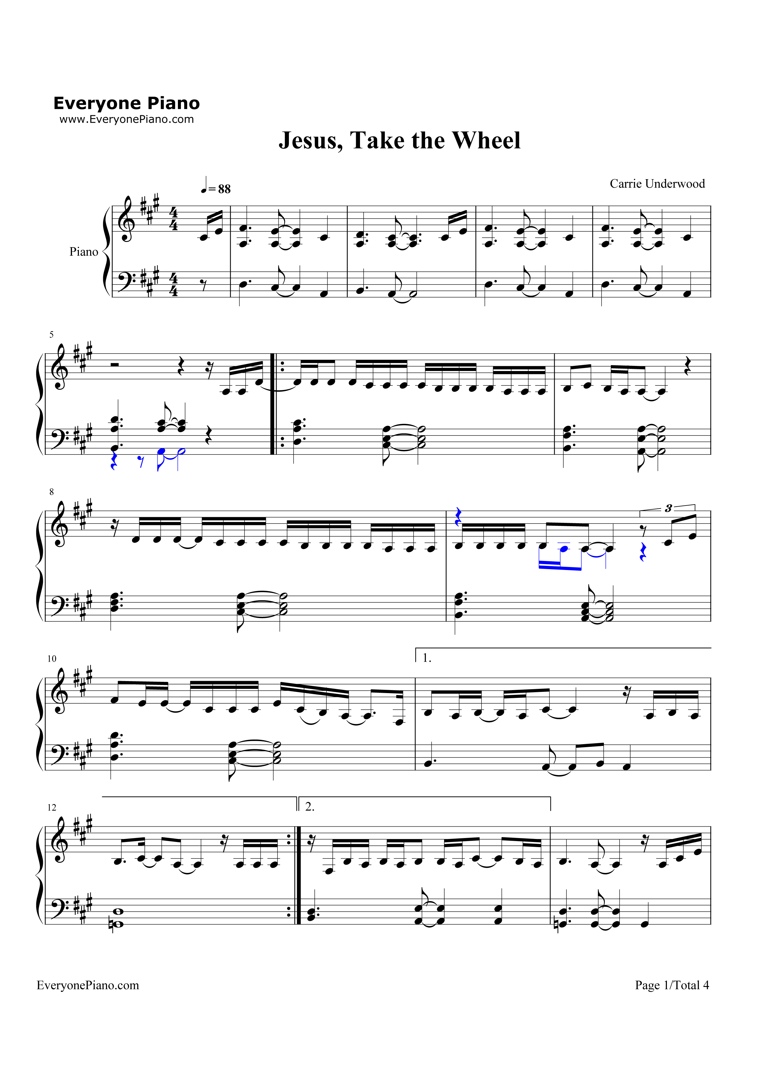 Jesus Take the Wheel钢琴谱-Carrie Underwood1