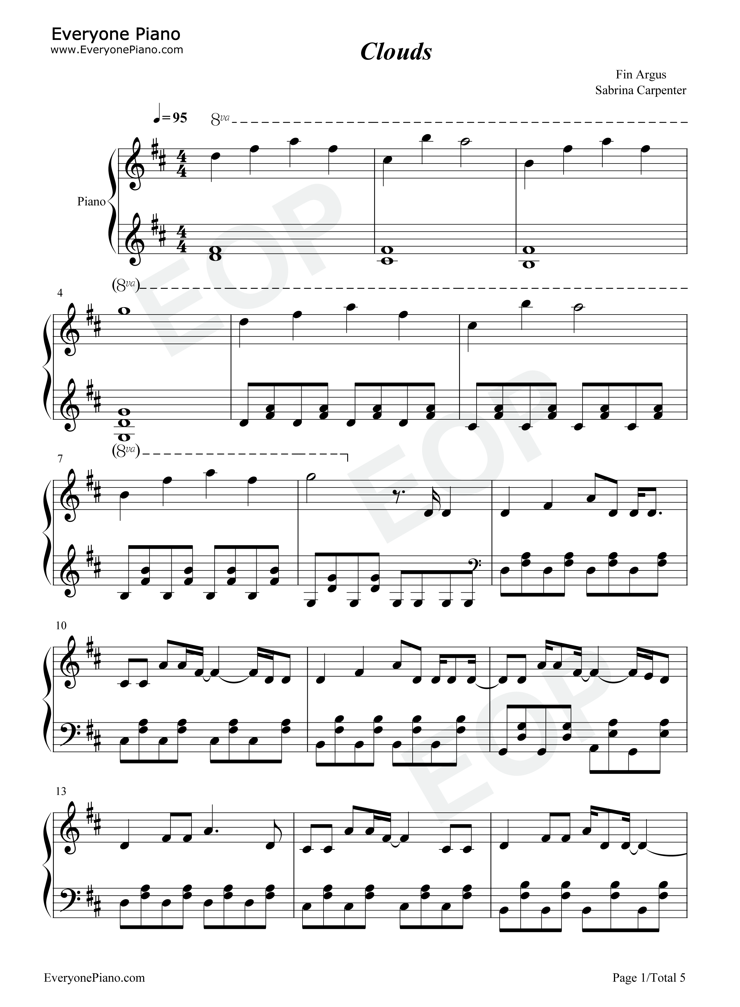 Clouds钢琴谱-Fin Argus Sabrina Carpenter1