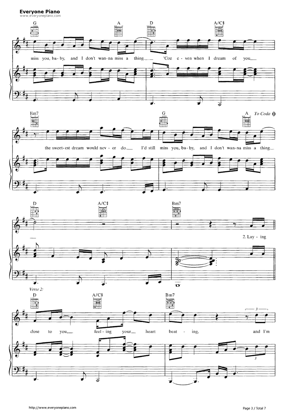 I Don't Want to Miss a Thing钢琴谱-Aerosmith   空中铁匠3