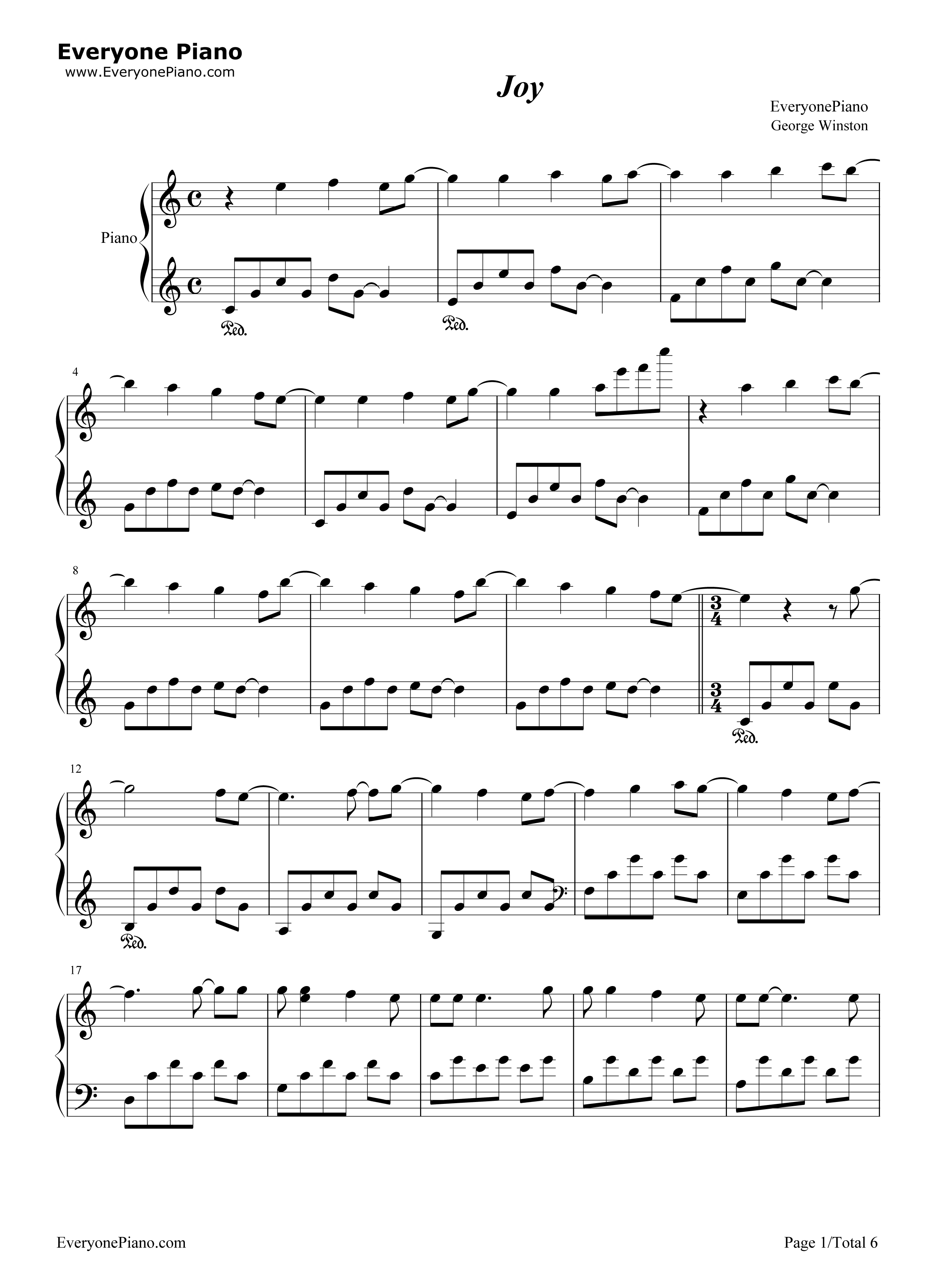 Joy钢琴谱-乔治·温斯顿1