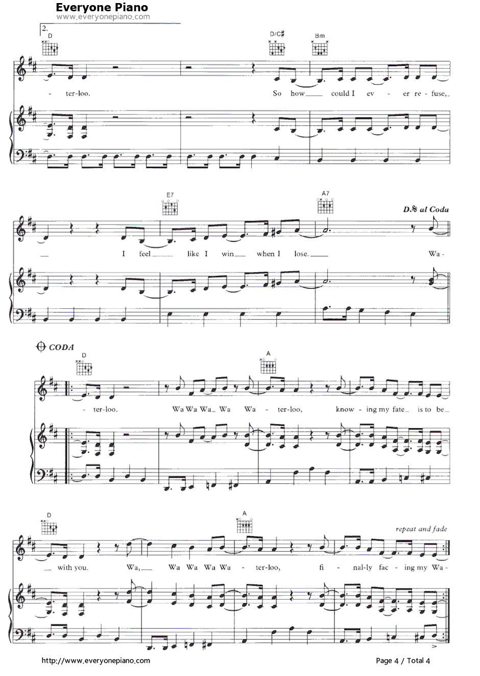 Waterloo钢琴谱-ABBA4