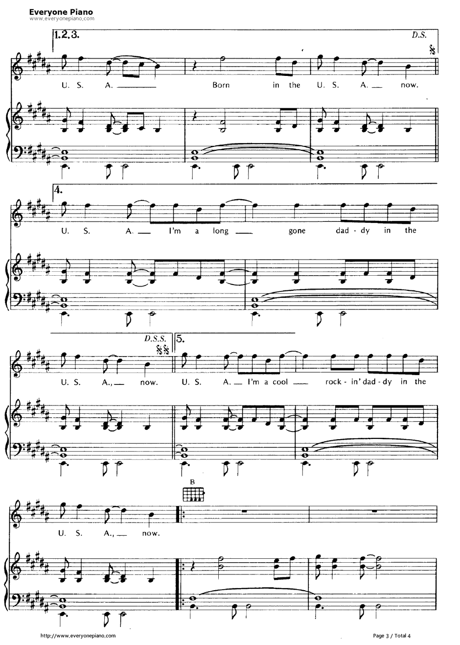Bornin the U.S.A.钢琴谱-BruceSpringsteen布鲁斯·斯普林斯汀-BruceSpringsteen3
