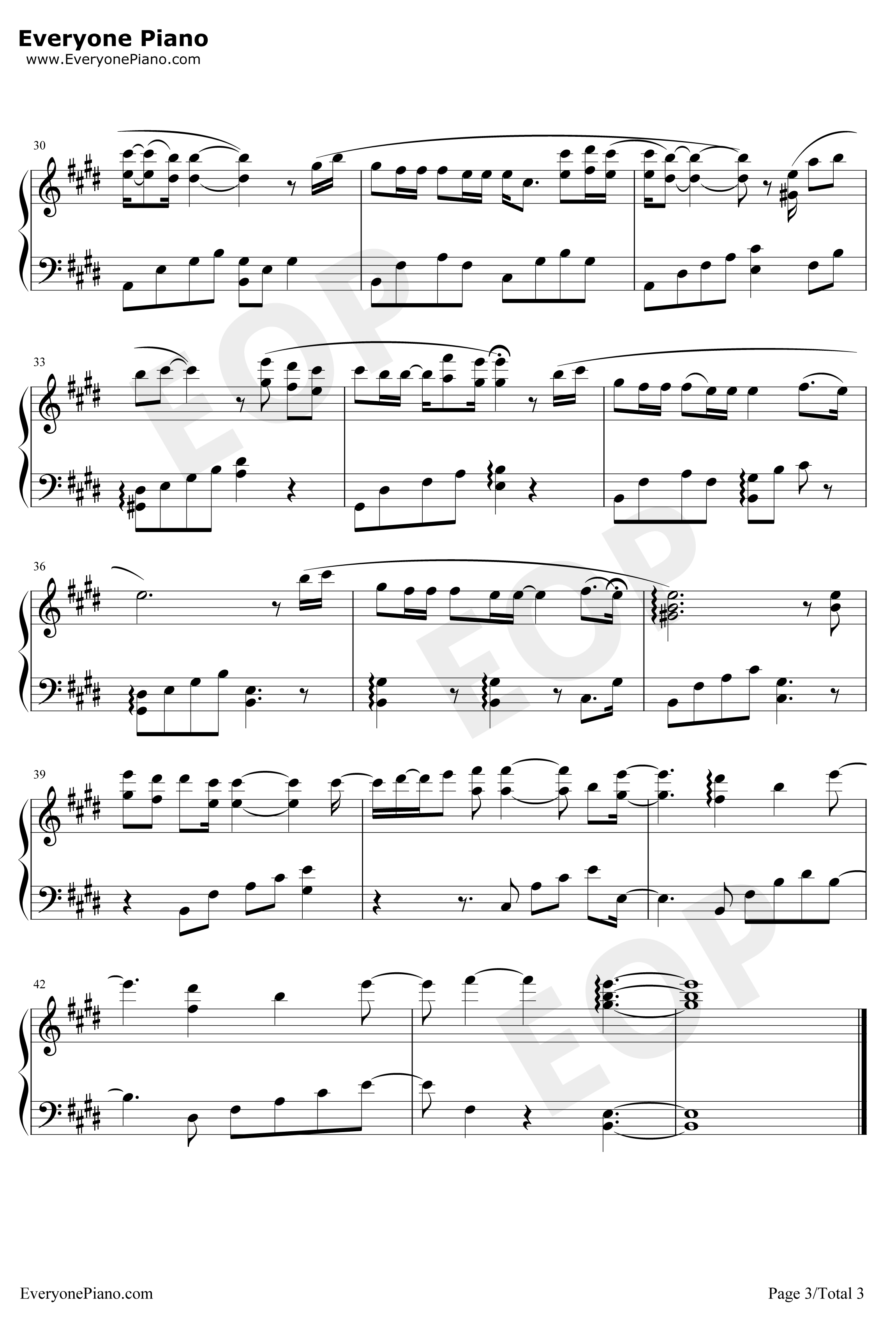 答应不爱你钢琴谱-郑中基-仙剑3插曲3