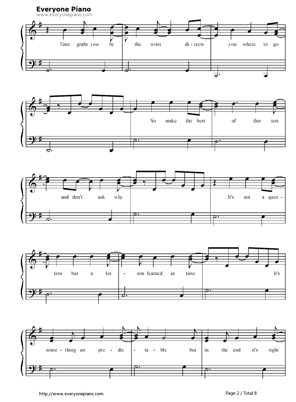 Good Riddance (Time of Your Life)钢琴谱-Green Day　 绿日乐队2