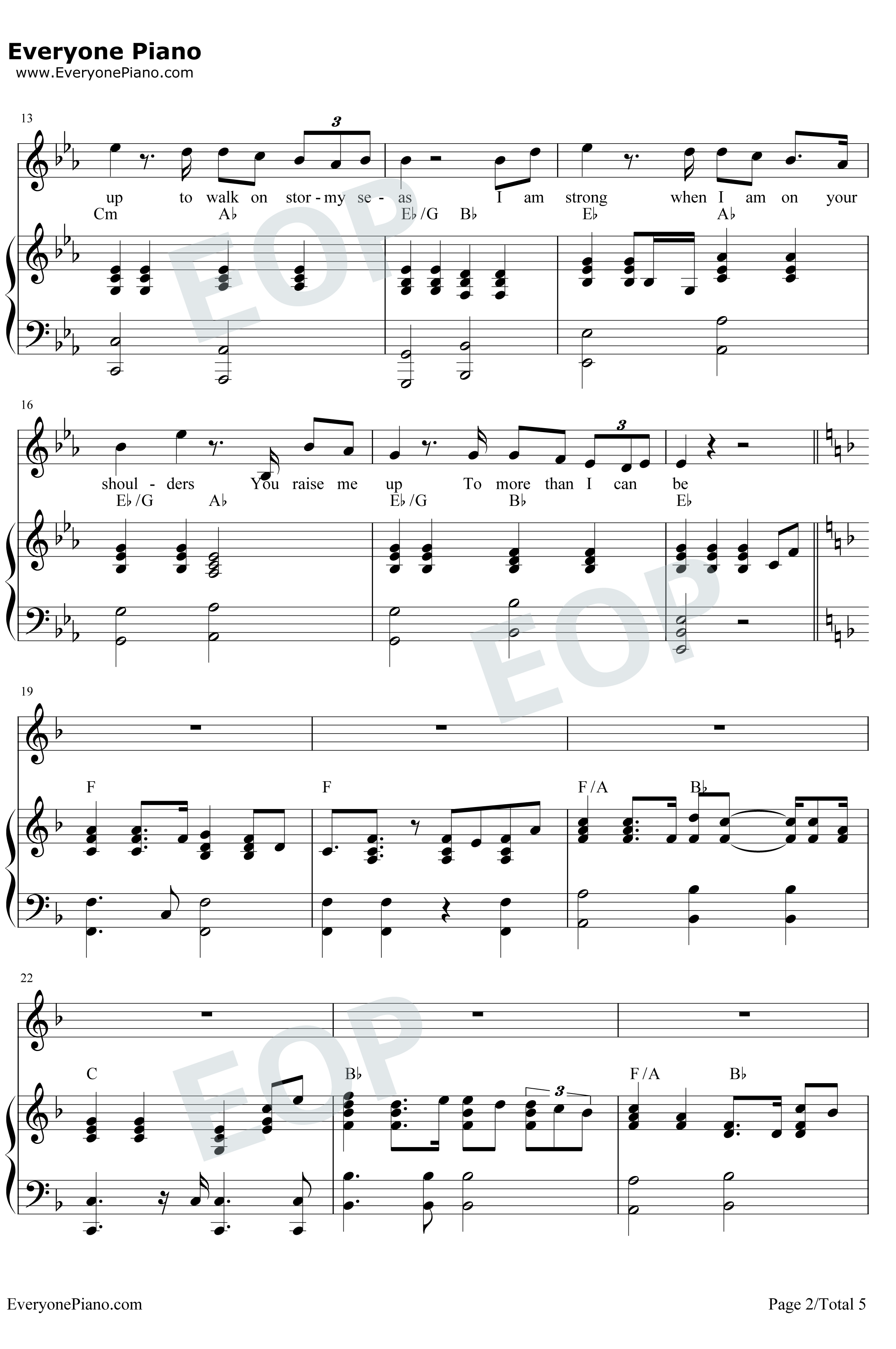 You Raise Me Up钢琴谱-Westlife2