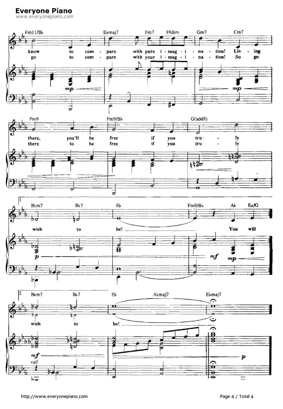 Pure Imagination钢琴谱-LeslieBricusse　AnthonyNewley　-欢乐糖果屋OST4
