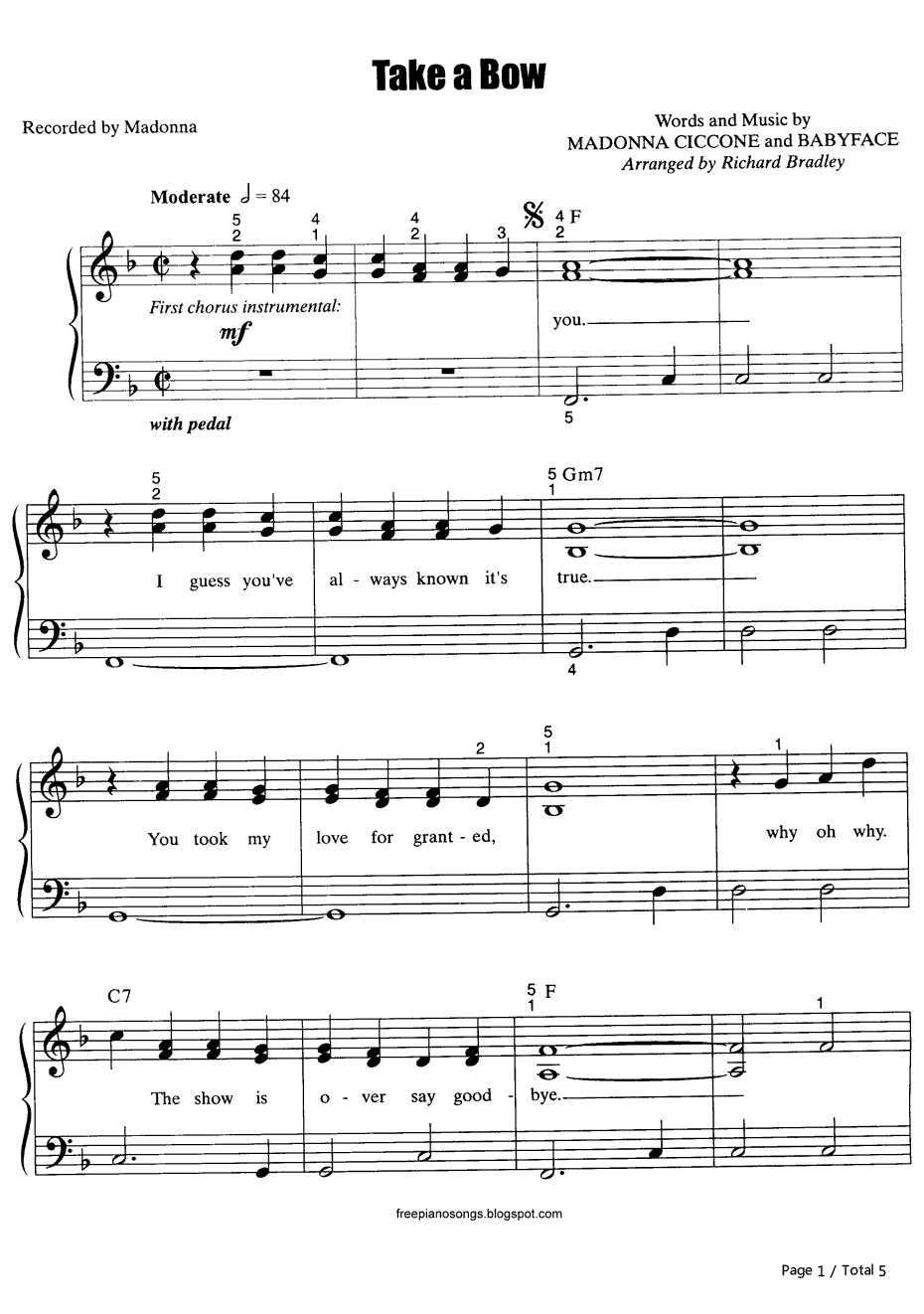 Take a Bow钢琴谱-Madonna1