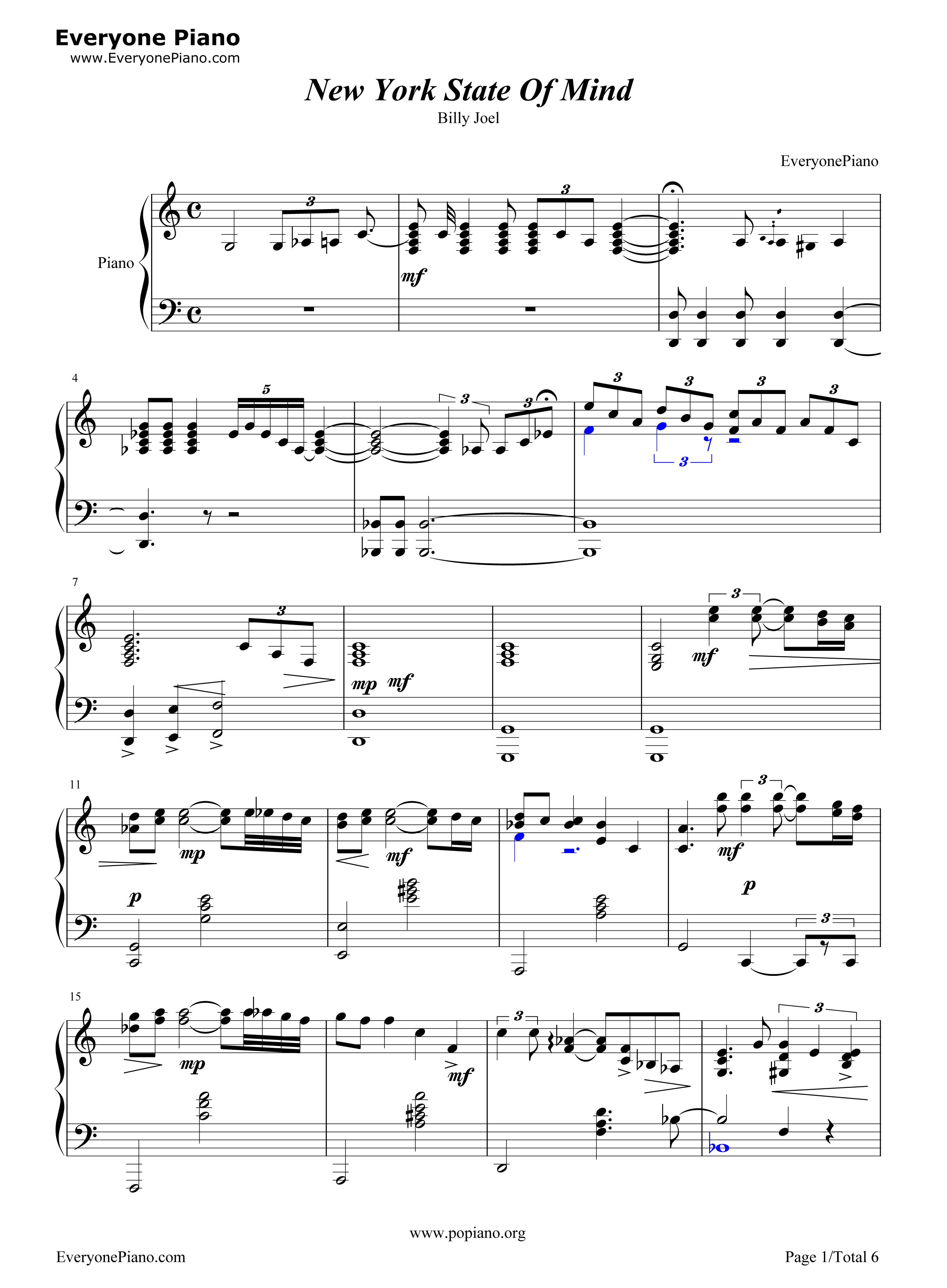 New York State Of Mind 钢琴谱-Billy Joel1