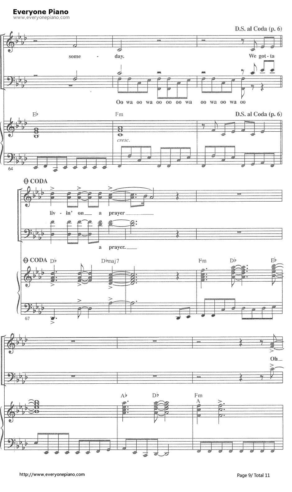 Livin' on a prayer钢琴谱-Bon Jovi邦乔维9