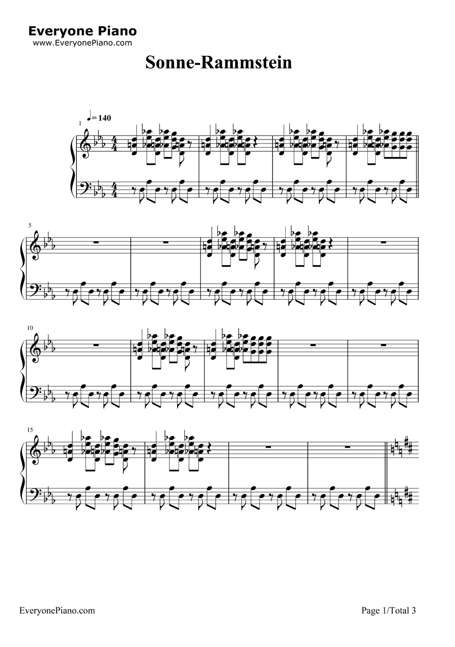 Sonne钢琴谱-Rammstein1