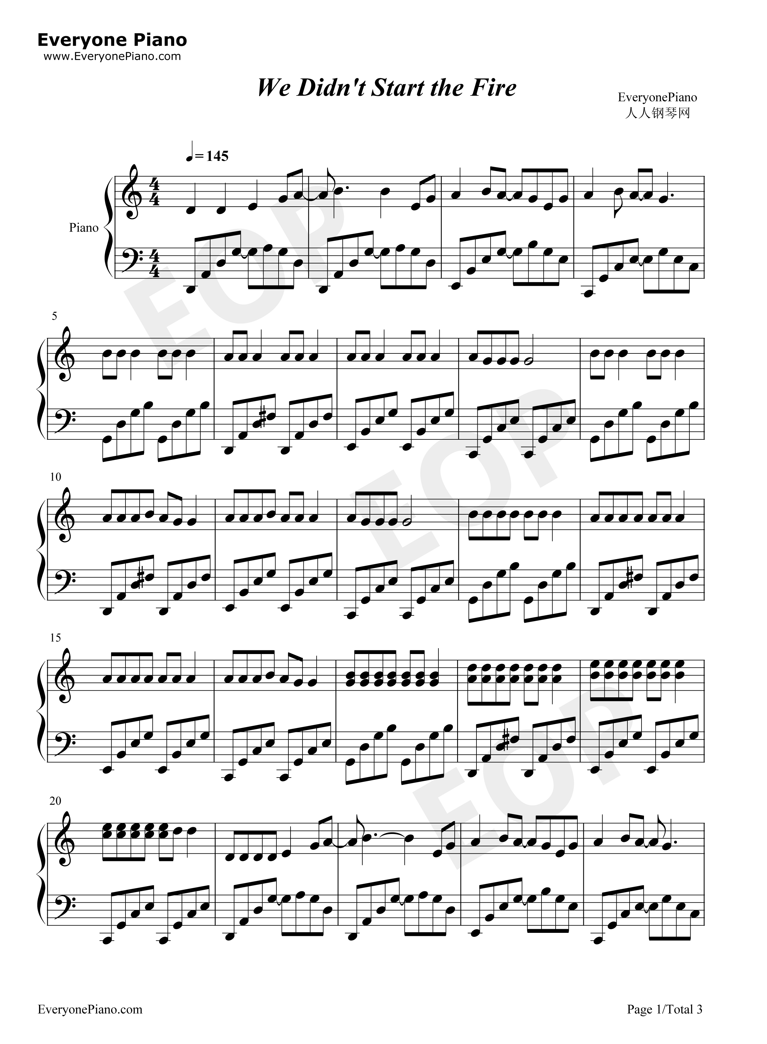 We Didnt Start the Fire钢琴谱-Billy Joel1