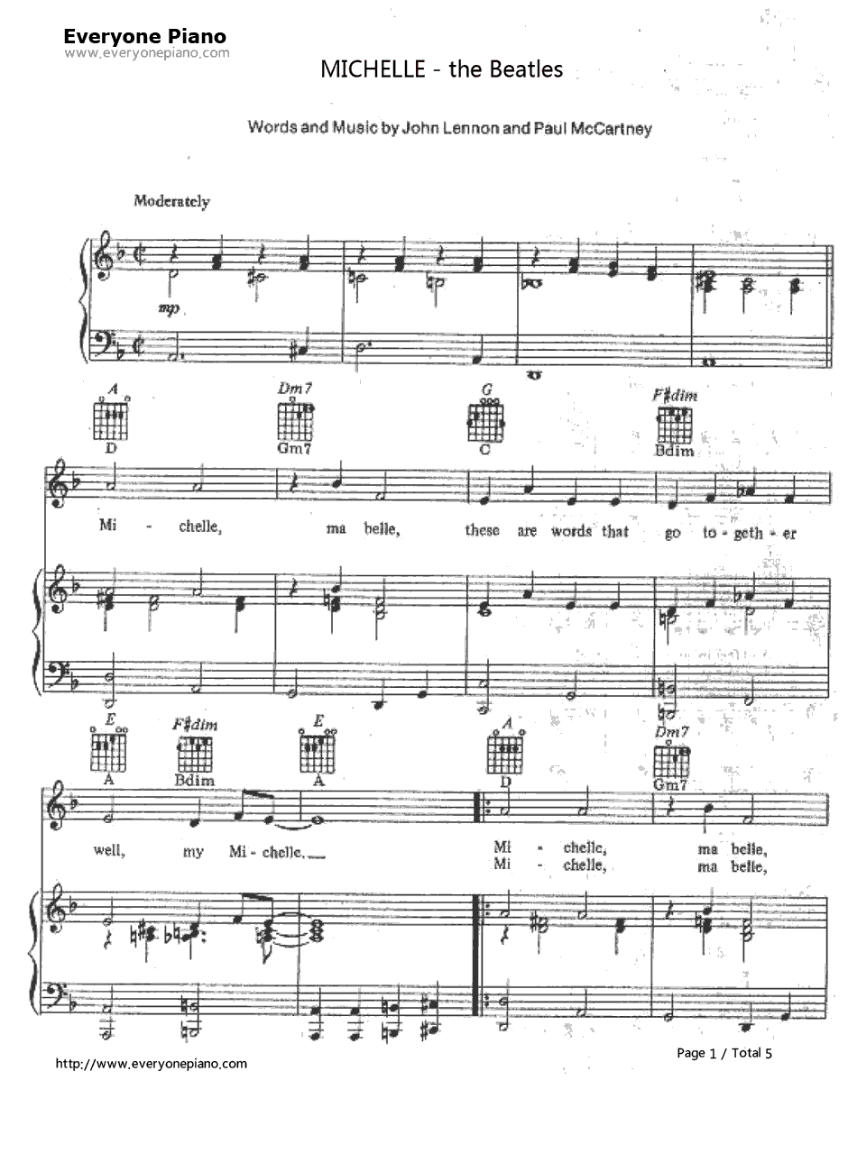 Michelle钢琴谱-TheBeatles1